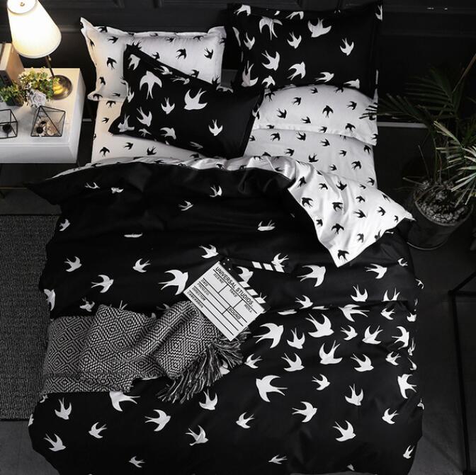 3D White Dove On Black 5163 Bed Pillowcases Quilt