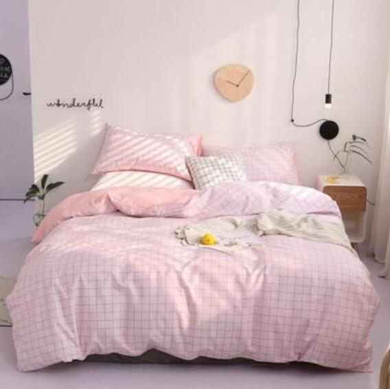 3D Light Pink Plaid 15143 Bed Pillowcases Quilt