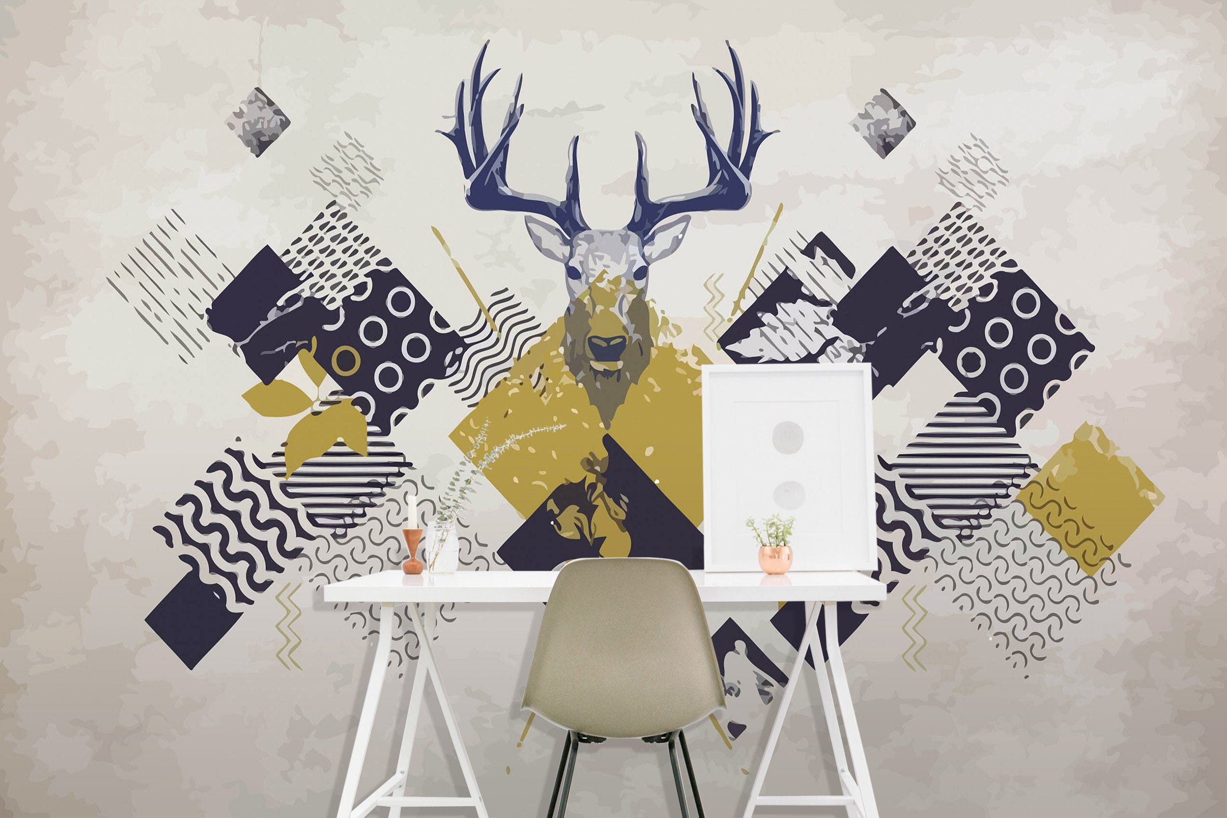 3D Deer Head Graphics 1070 Wall Murals Wallpaper AJ Wallpaper 2
