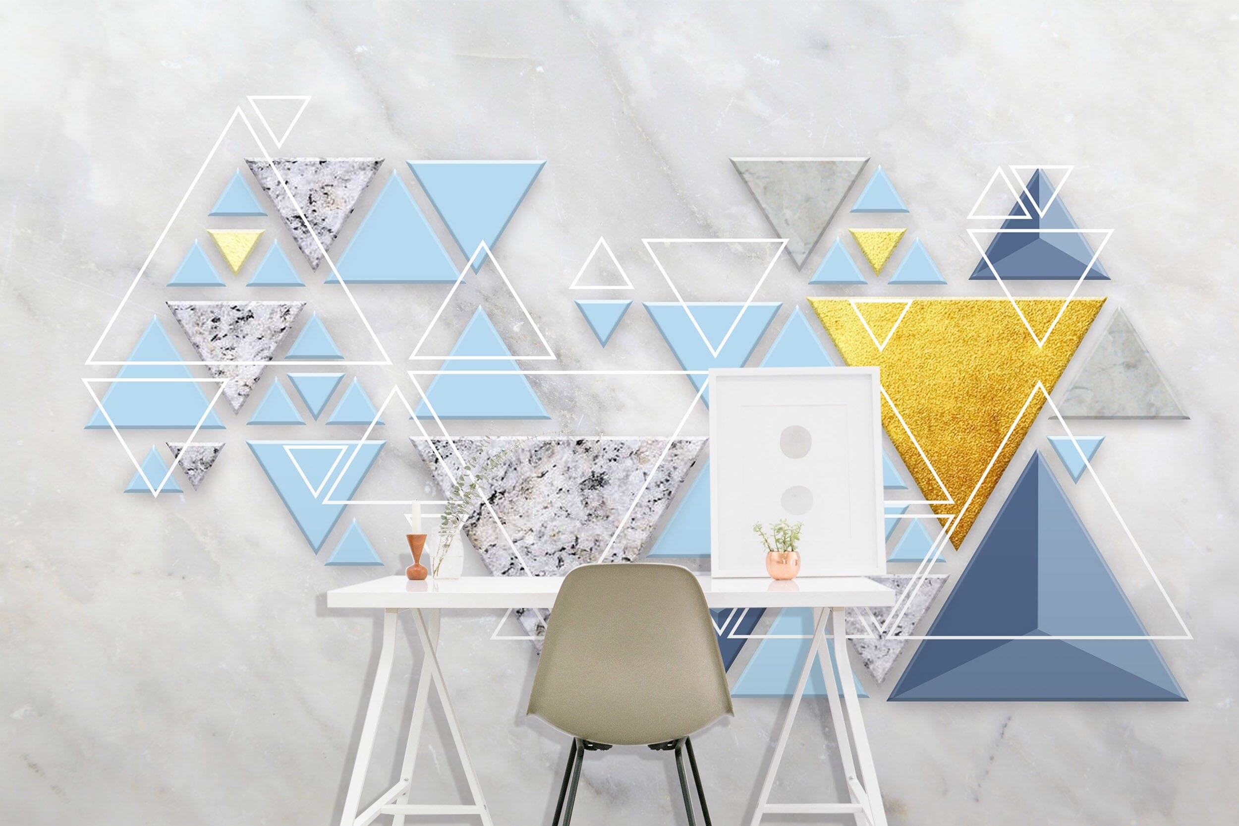 3D Yellow Triangle 1007 Wall Murals Wallpaper AJ Wallpaper 2