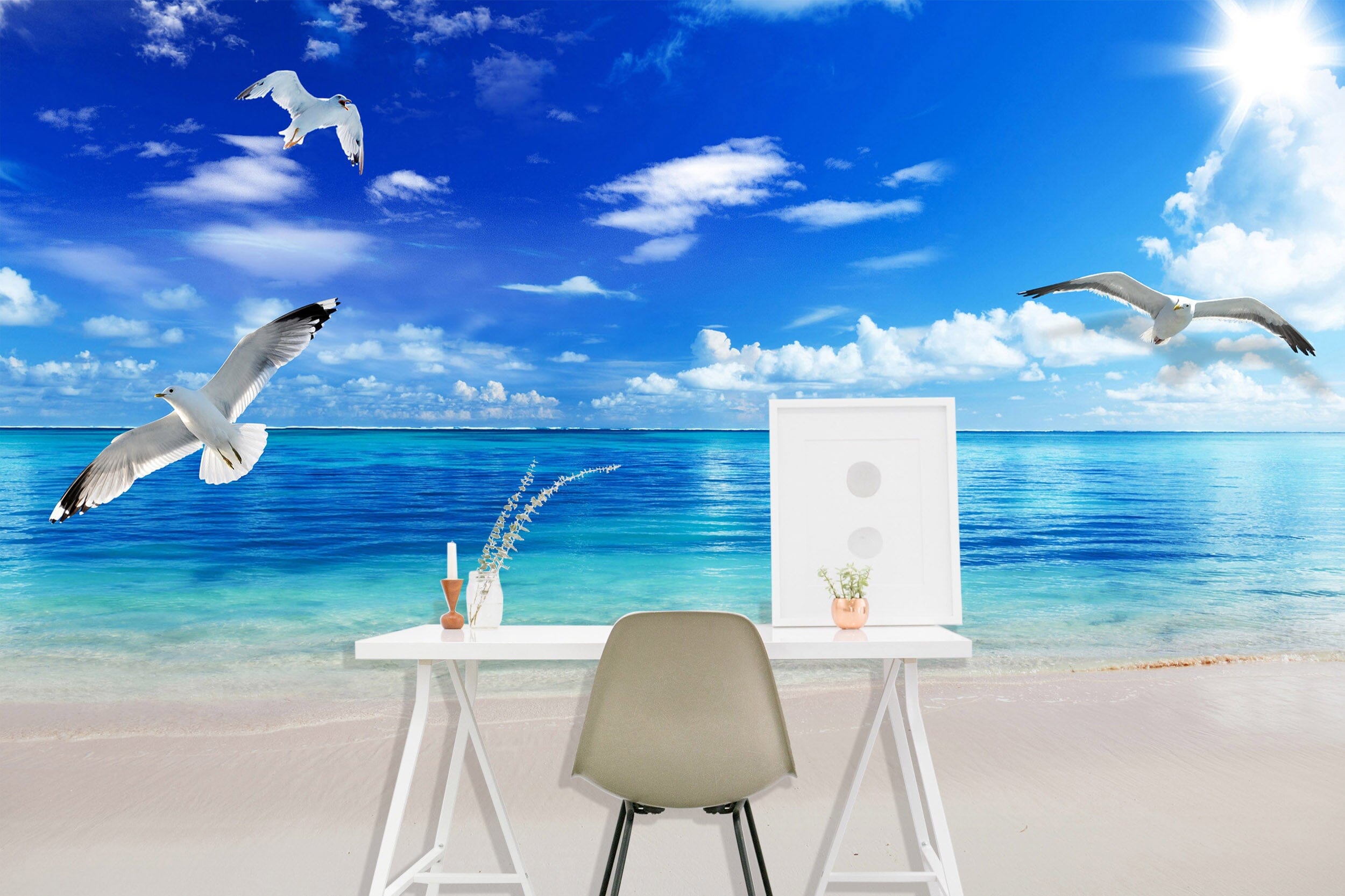 3D Ocean Seagull 1024 Wall Murals Wallpaper AJ Wallpaper 2
