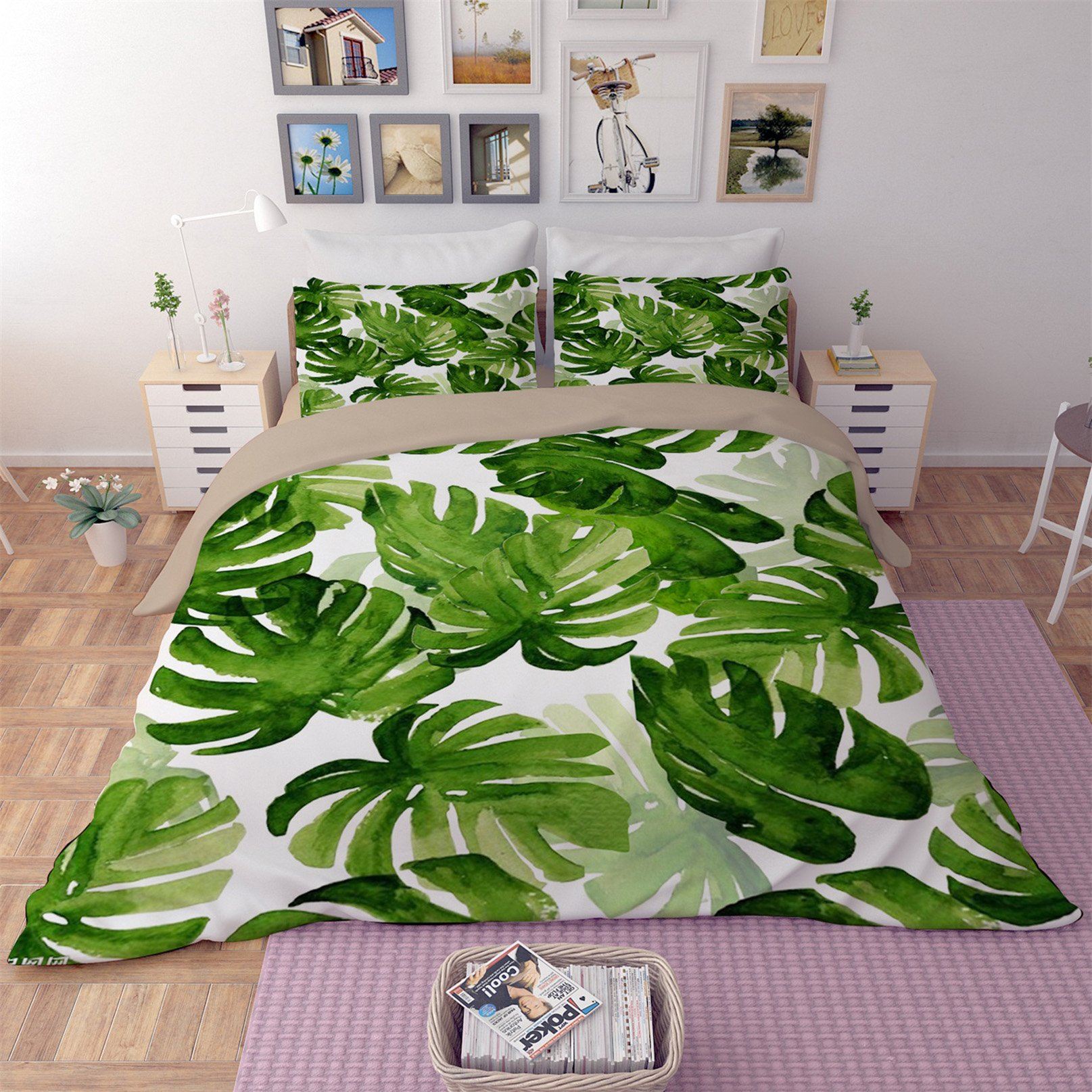 3D Big Lotus Leaf 83 Bed Pillowcases Quilt Wallpaper AJ Wallpaper