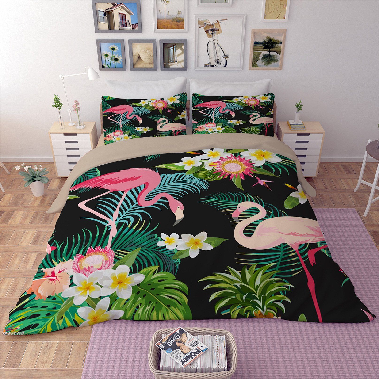 3D Black flamingos 118 Bed Pillowcases Quilt Wallpaper AJ Wallpaper