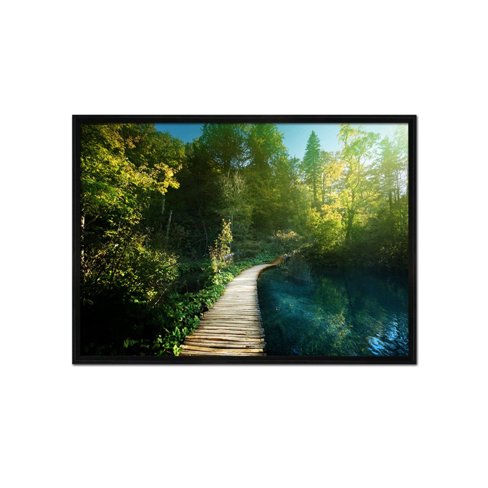 3D Bridge Woods 174 Fake Framed Print Painting Wallpaper AJ Creativity Home