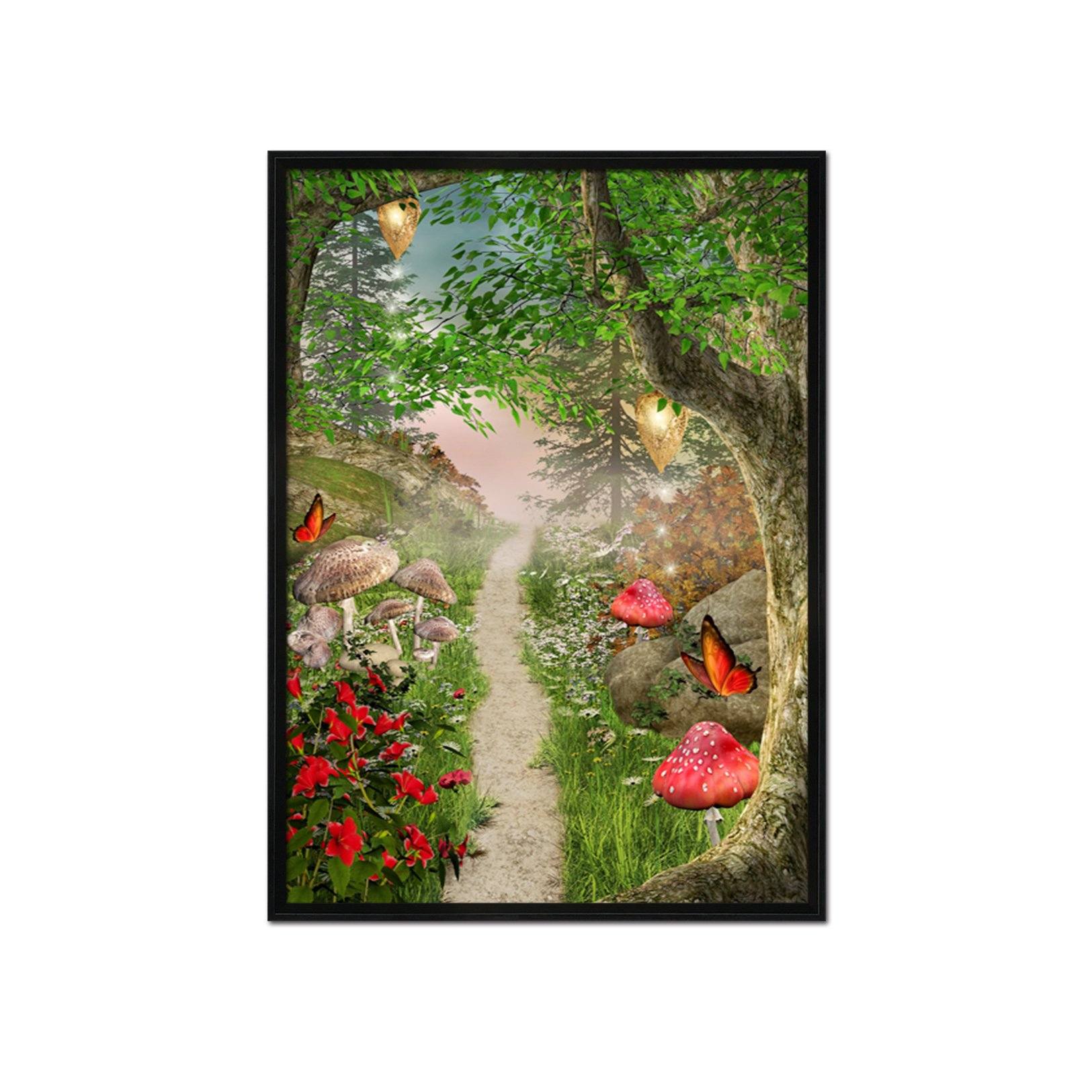 3D Forest Road 054 Fake Framed Print Painting Wallpaper AJ Creativity Home