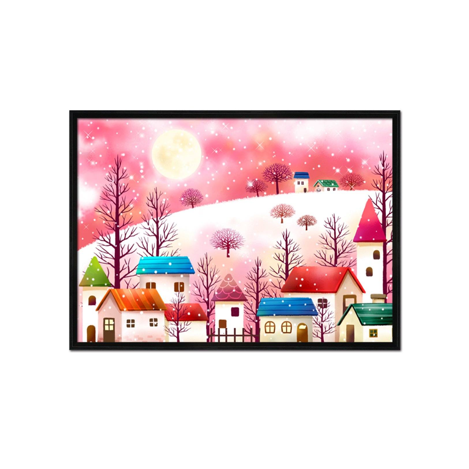 3D Moon Snowflake 008 Fake Framed Print Painting Wallpaper AJ Creativity Home