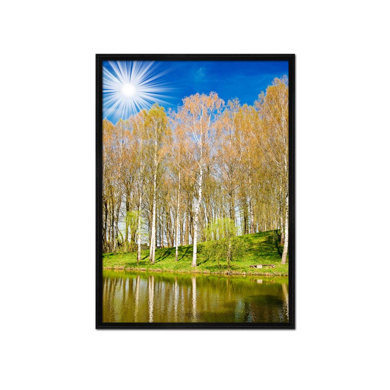 3D Sunny Trees 046 Fake Framed Print Painting Wallpaper AJ Creativity Home
