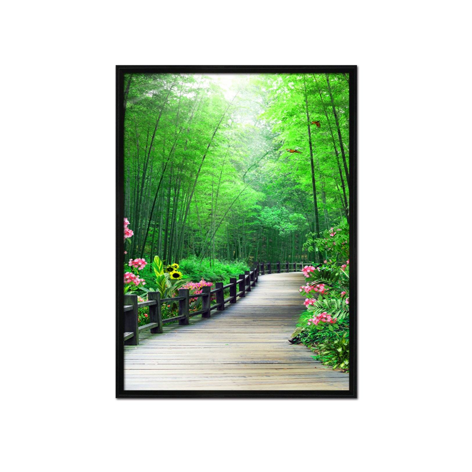 3D Pathway Bamboo Forest 067 Fake Framed Print Painting Wallpaper AJ Creativity Home