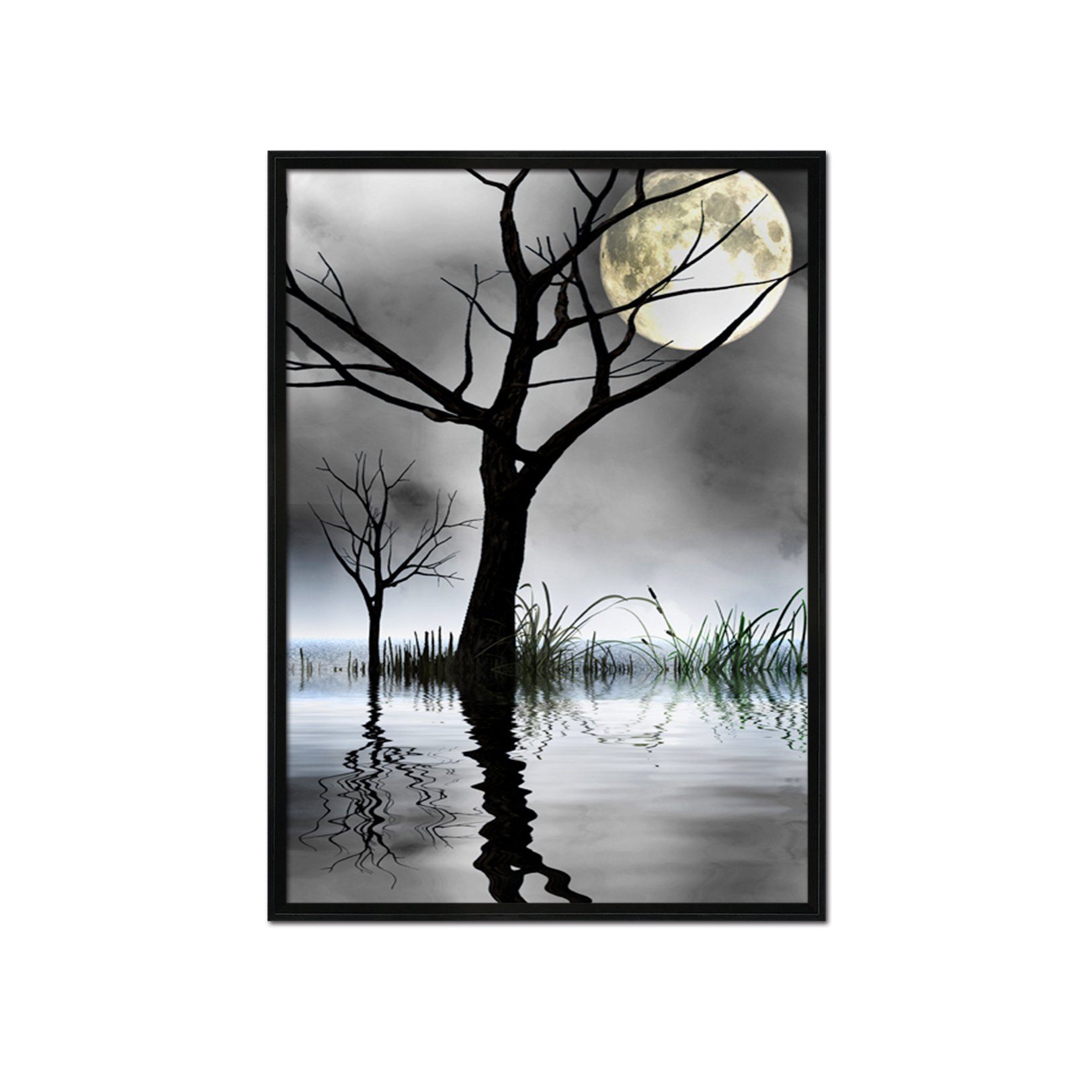 3D Moon Shadow 110 Fake Framed Print Painting Wallpaper AJ Creativity Home