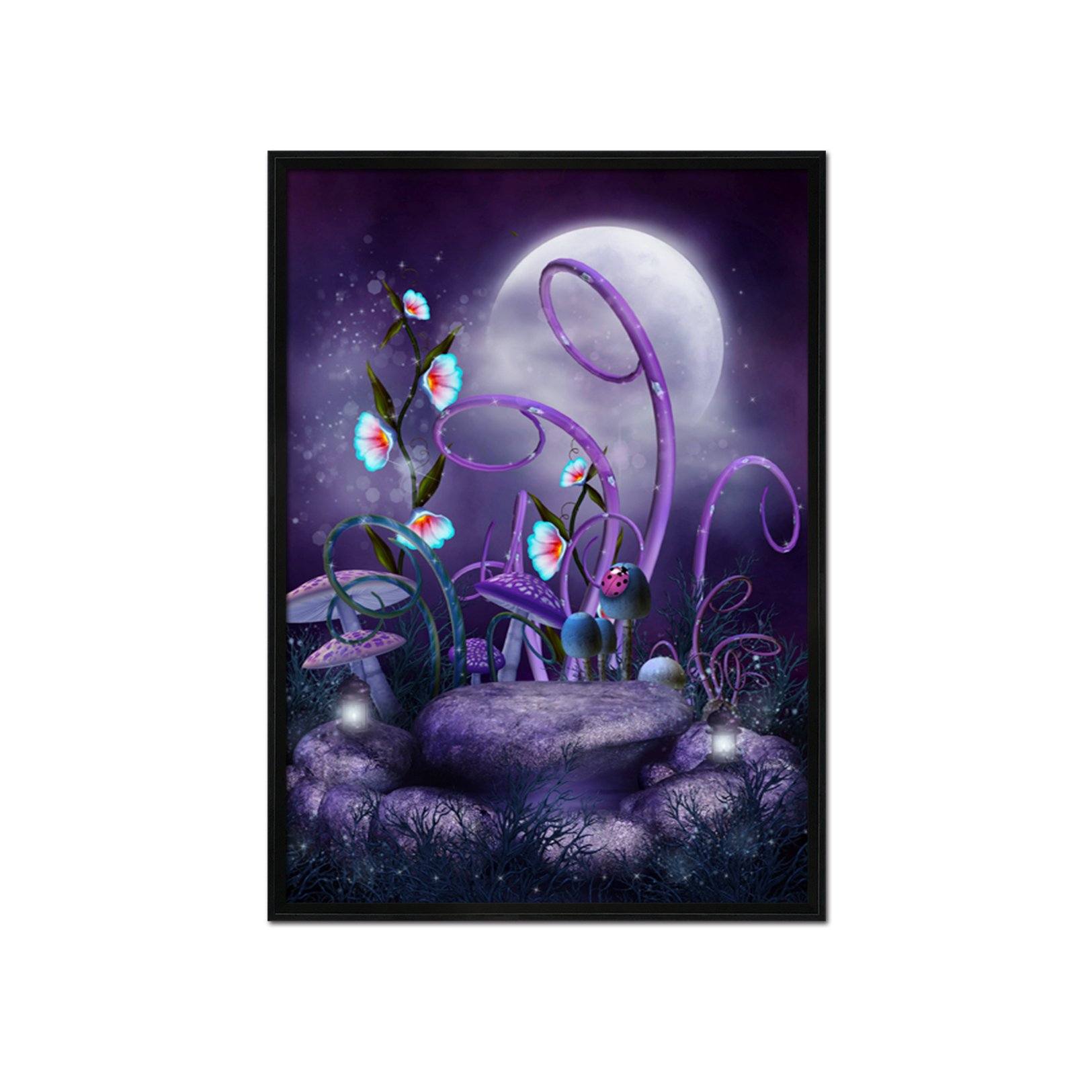3D Moon Mushrooms 127 Fake Framed Print Painting Wallpaper AJ Creativity Home