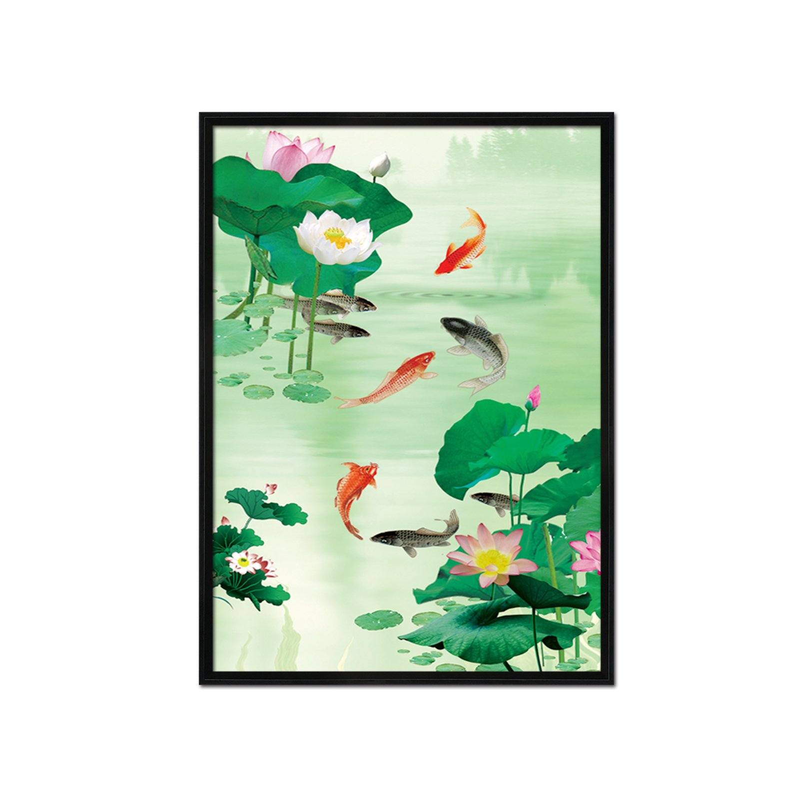3D Fish Pond 117 Fake Framed Print Painting Wallpaper AJ Creativity Home