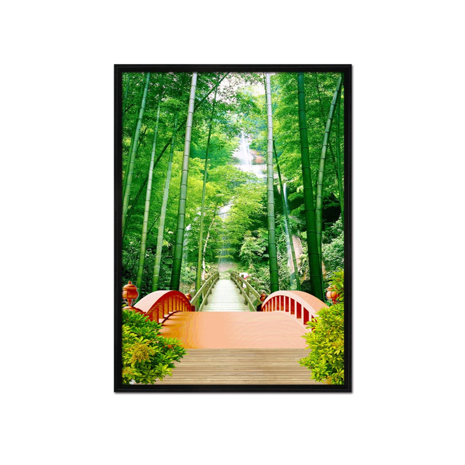 3D Bamboo Bridgen 066 Fake Framed Print Painting Wallpaper AJ Creativity Home