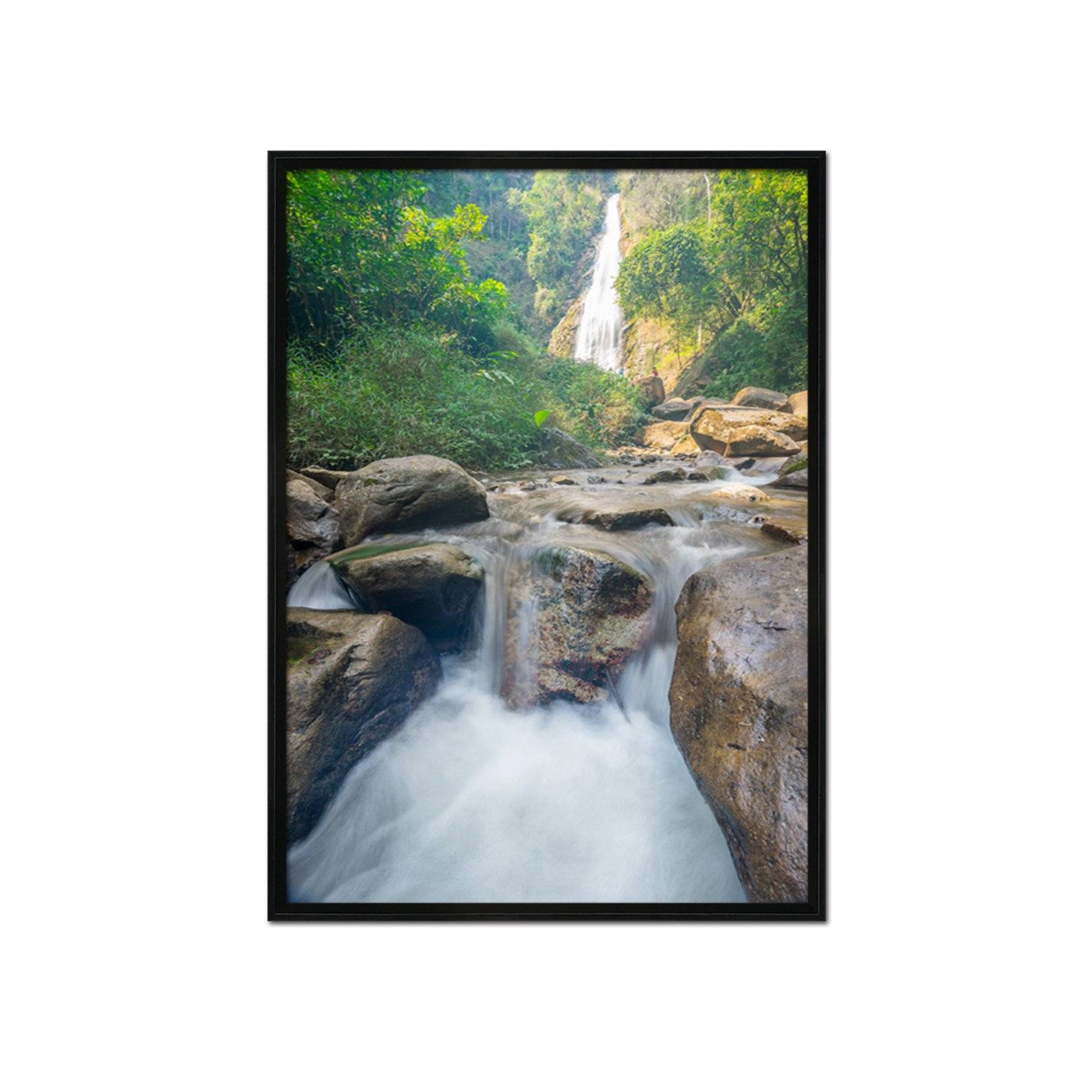 3D Forest Waterfall 053 Fake Framed Print Painting Wallpaper AJ Creativity Home