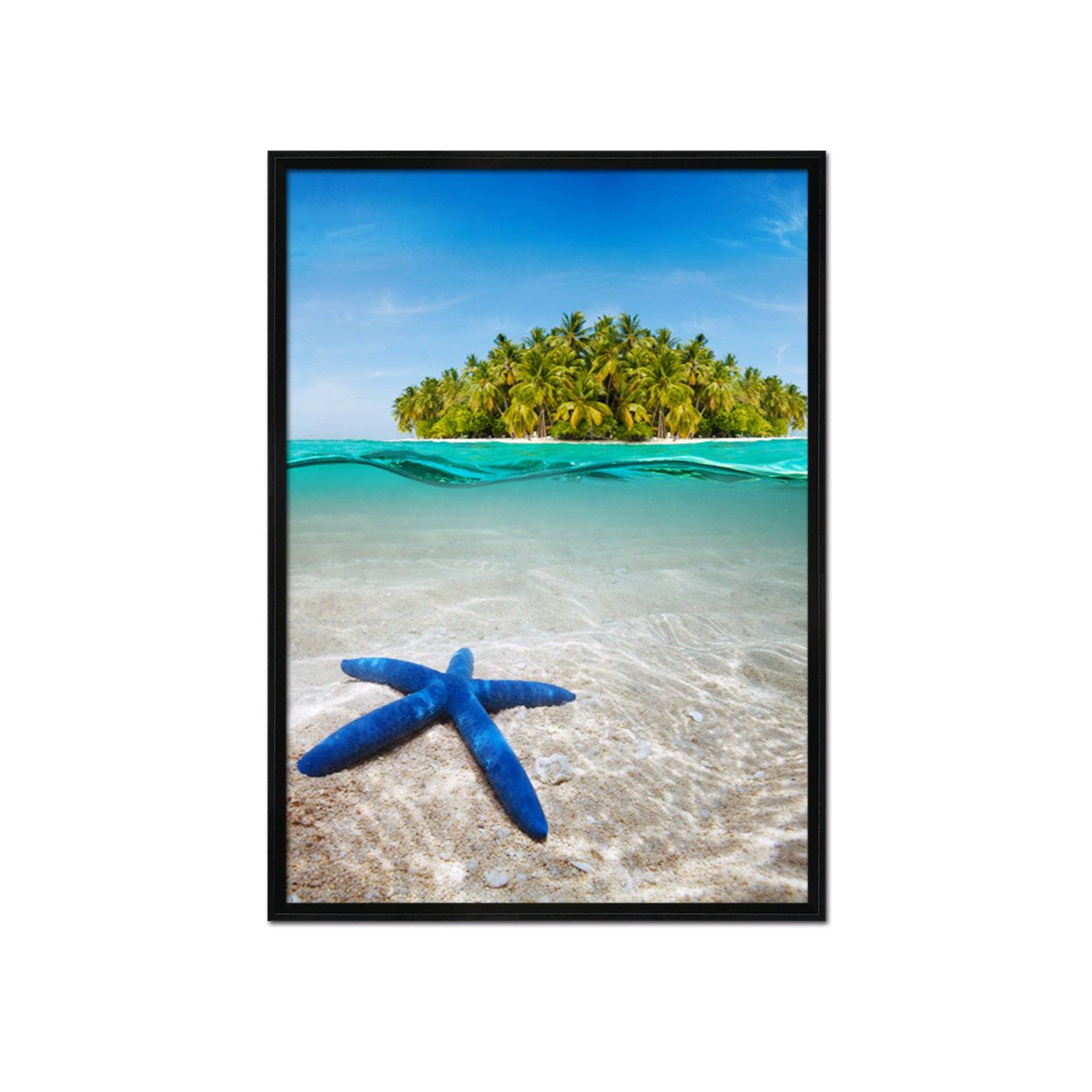 3D Blue Starfish 039 Fake Framed Print Painting Wallpaper AJ Creativity Home