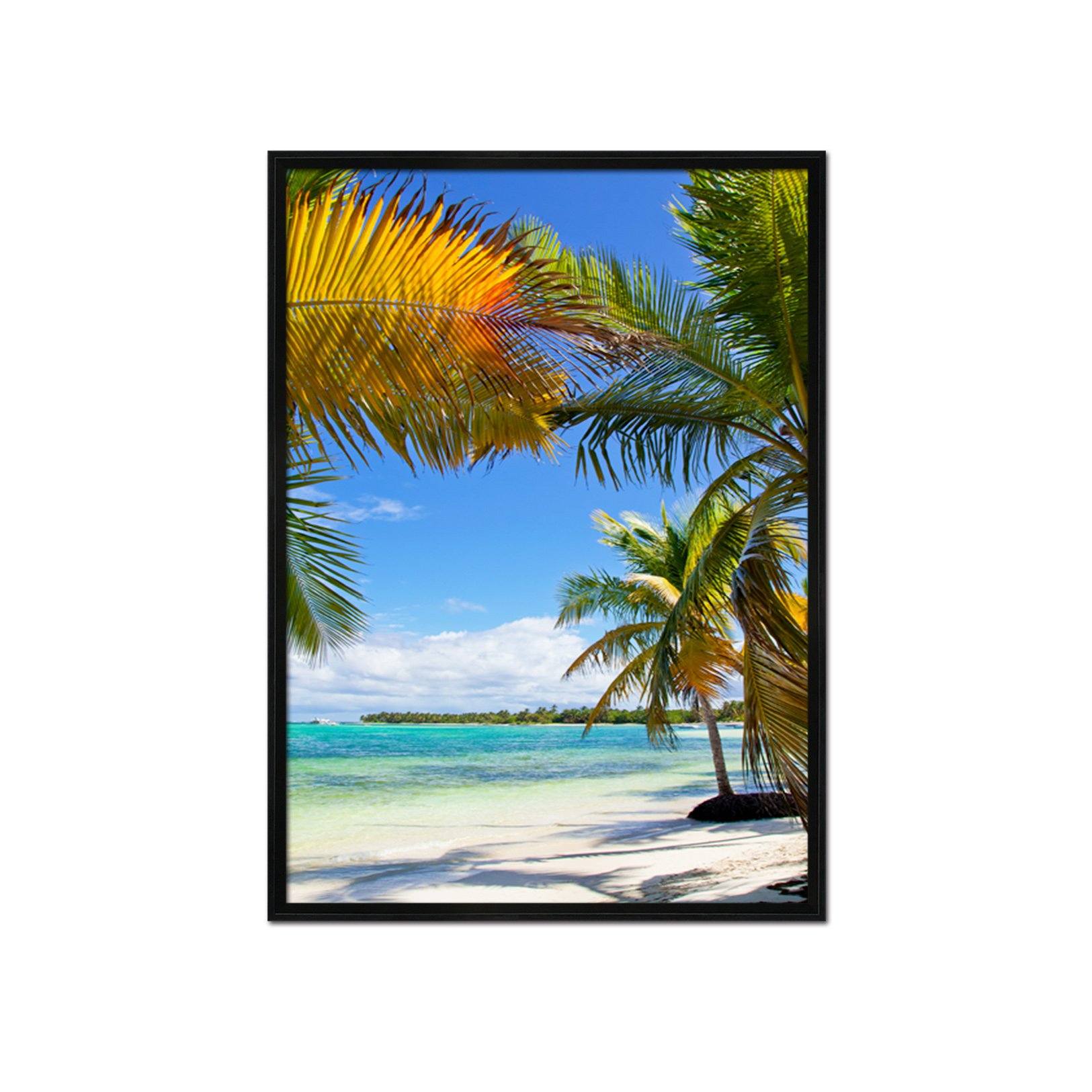 3D Coconut Beach 081 Fake Framed Print Painting Wallpaper AJ Creativity Home