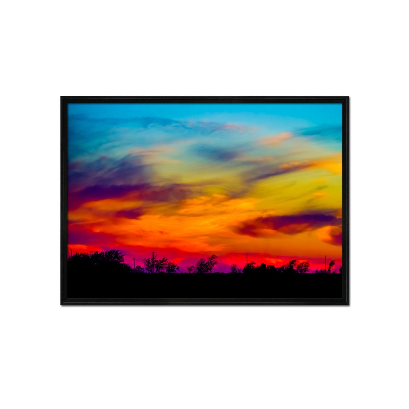 3D Sunset Mountain 027 Fake Framed Print Painting Wallpaper AJ Creativity Home