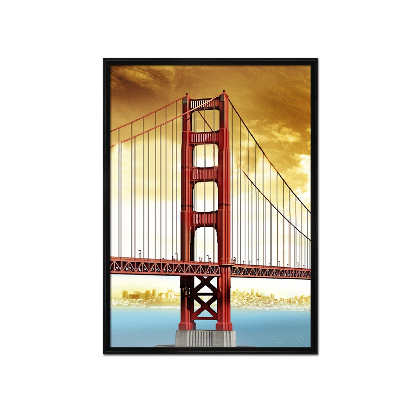 3D Red Bridge 003 Fake Framed Print Painting Wallpaper AJ Creativity Home