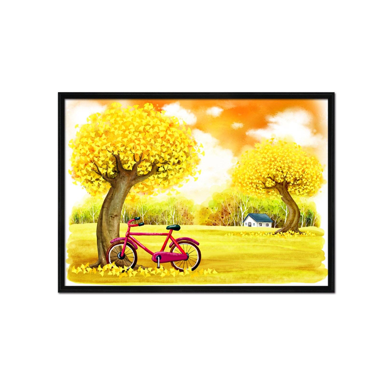 3D Red Bicycle 006 Fake Framed Print Painting Wallpaper AJ Creativity Home