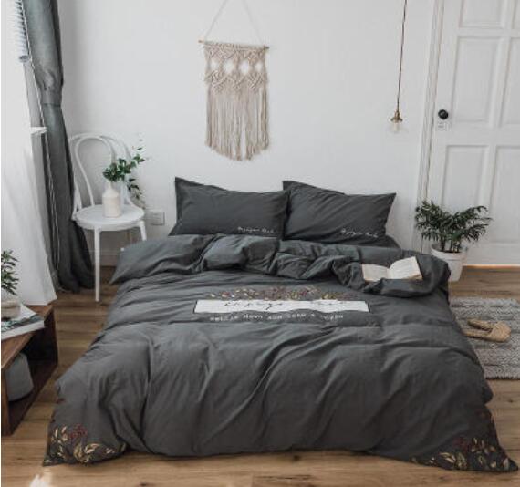 3D Dark Grey 16082 Bed Pillowcases Quilt