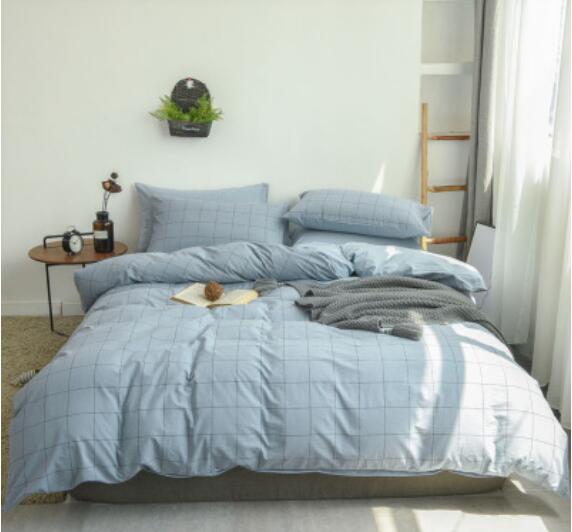 3D Big Blue Grid 15040 Bed Pillowcases Quilt