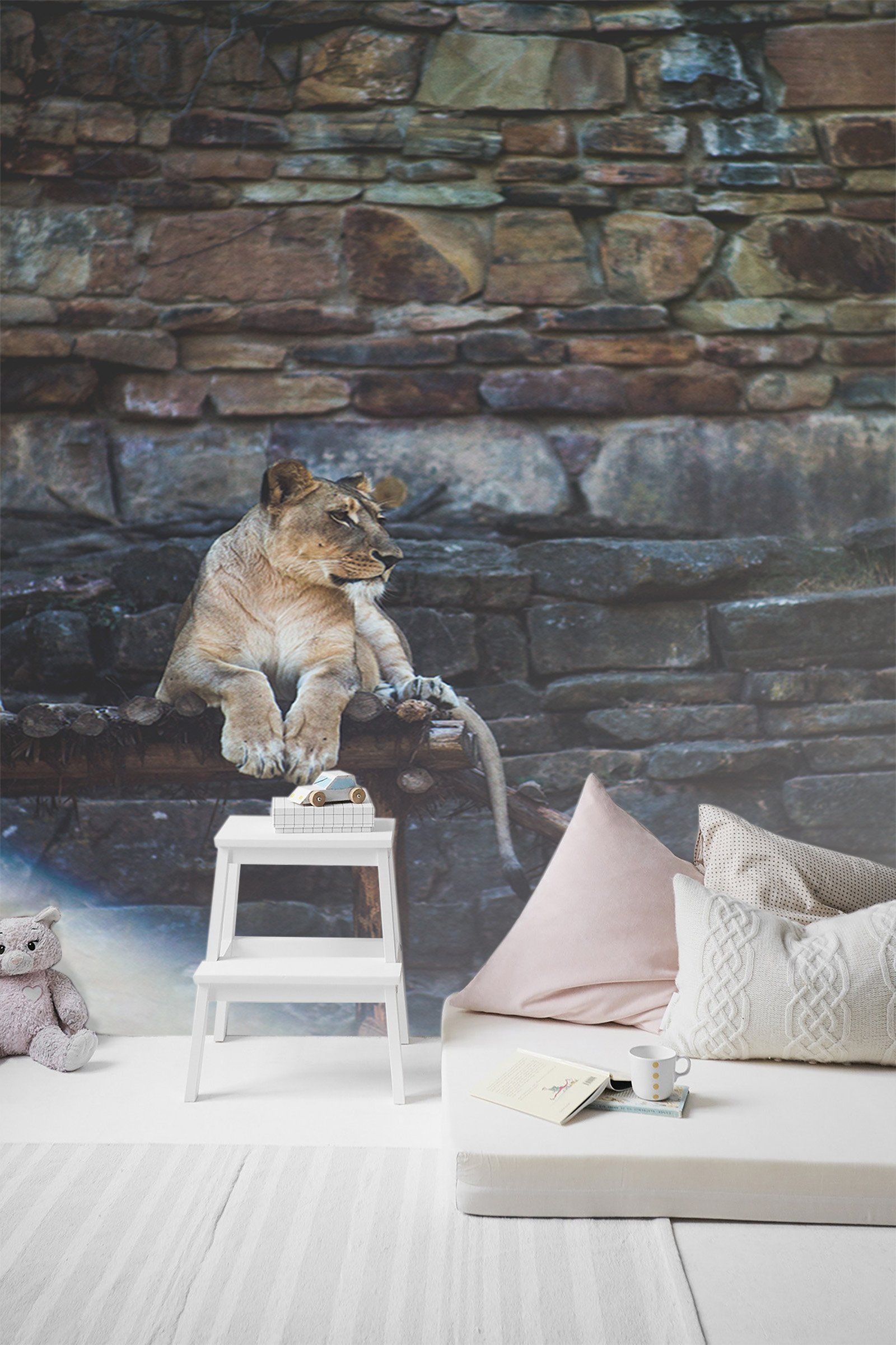 3D Lion Stone 008 Wallpaper AJ Wallpaper