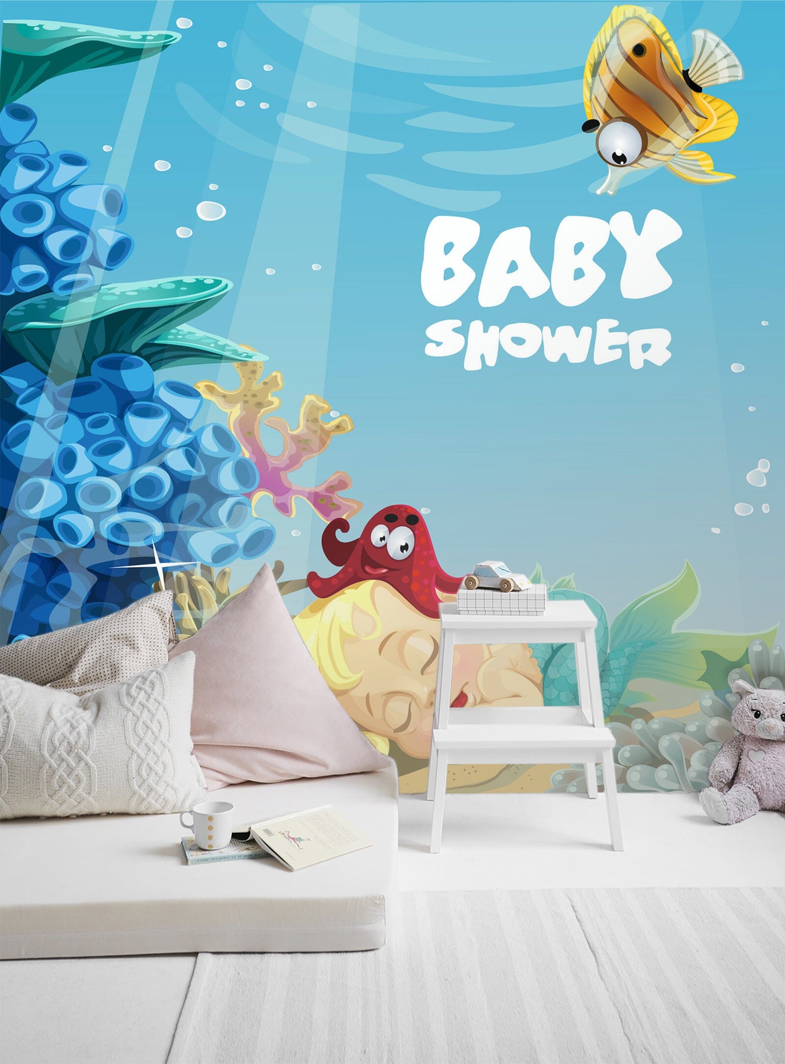 3D Blue Sea Octopus 1655 Wall Murals Wallpaper AJ Wallpaper 2