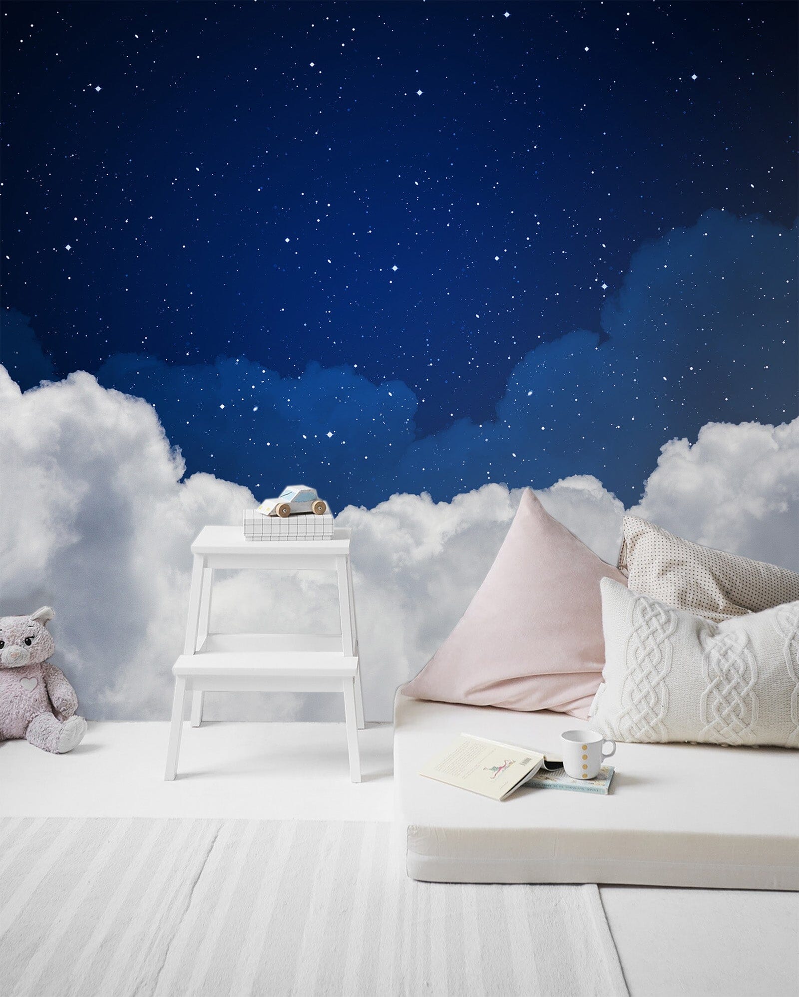 3D White Clouds Night Sky 002 Wall Murals Wallpaper AJ Wallpaper 2