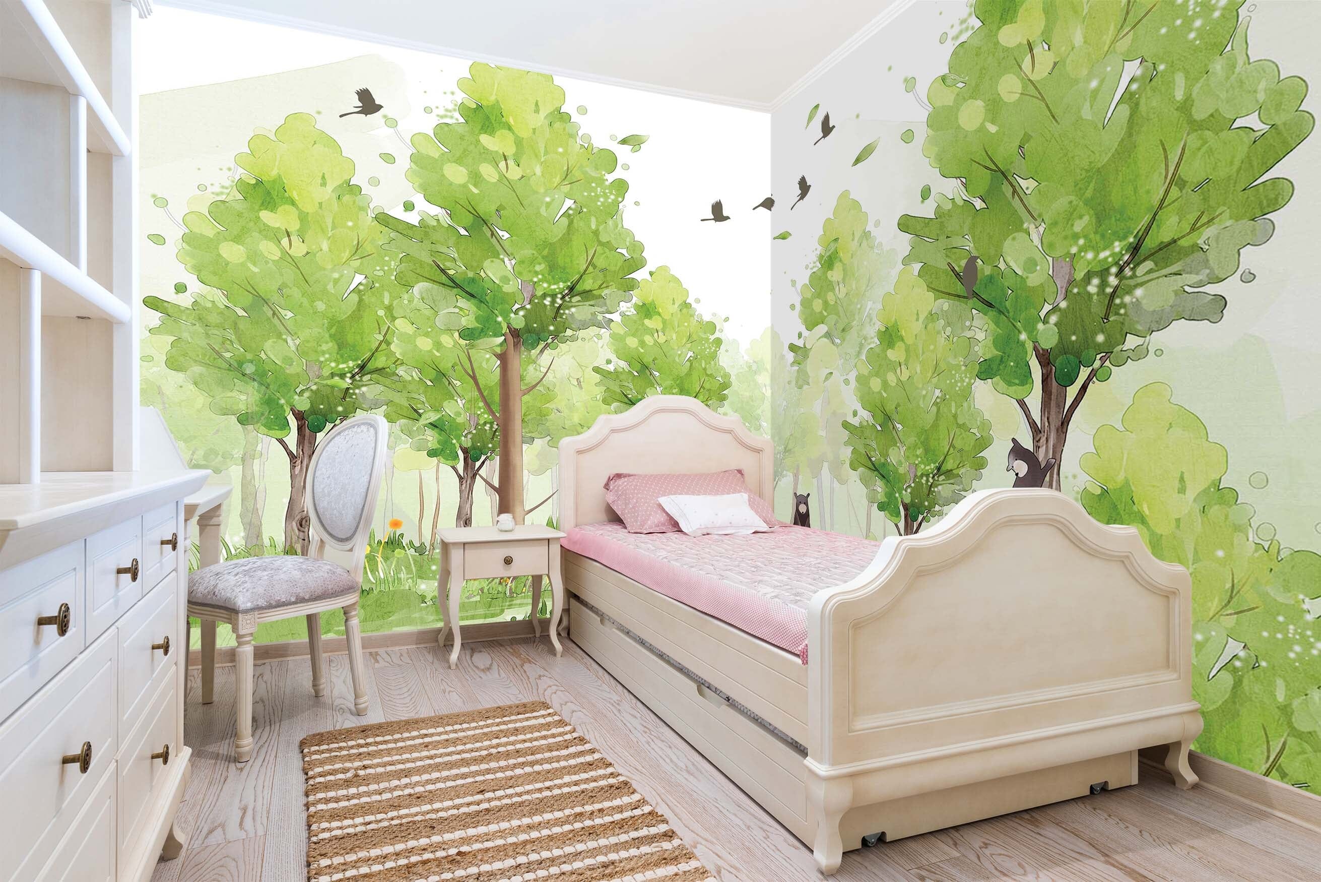 3D Forest Bird Bear 023 Wall Murals Wallpaper AJ Wallpaper 2