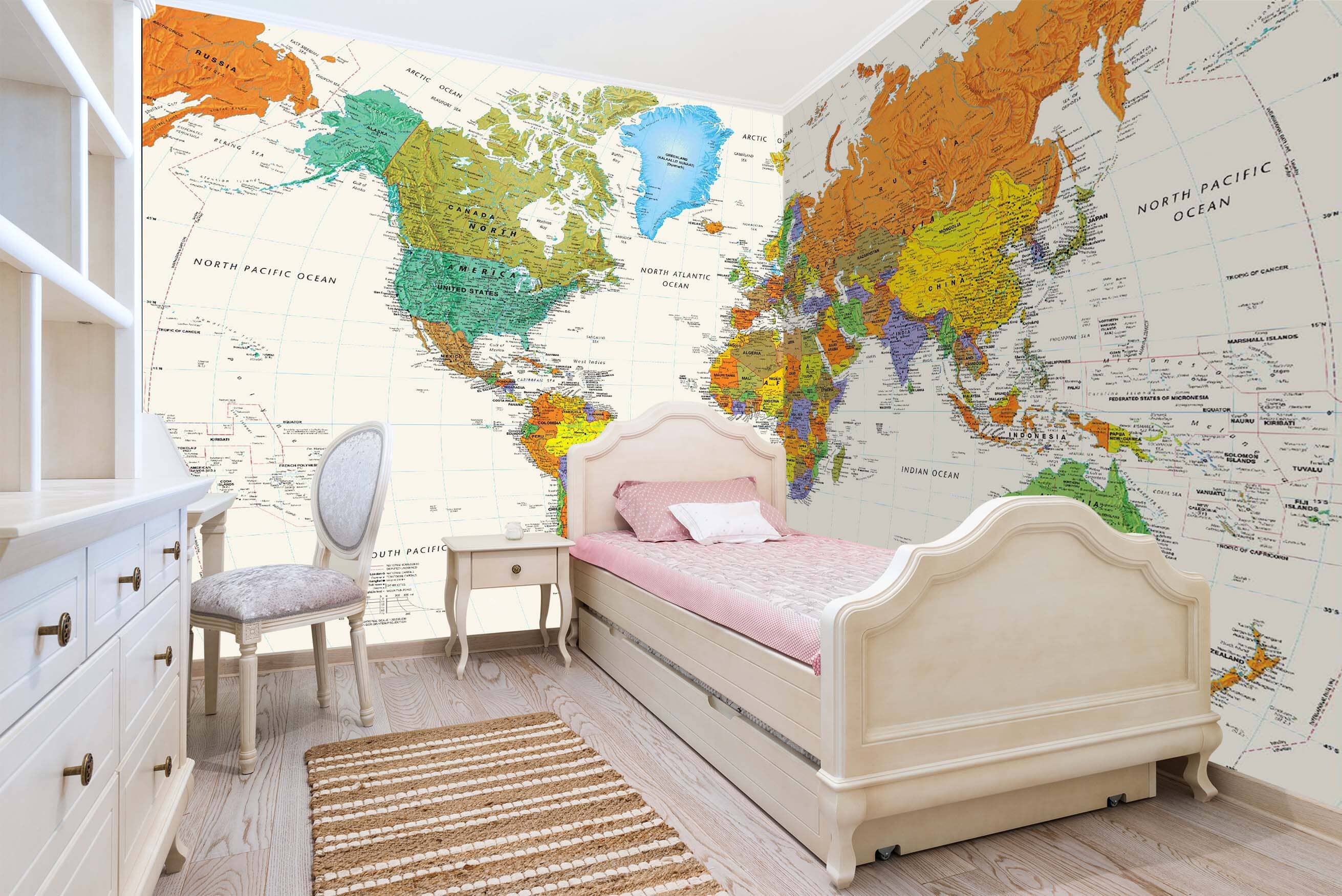 3D Color World Map 017 Wall Murals Wallpaper AJ Wallpaper 2