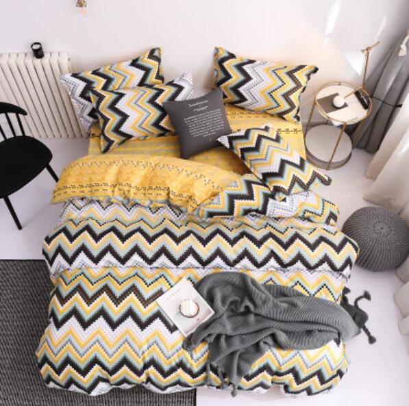 3D Yellow Black Curve 5159 Bed Pillowcases Quilt