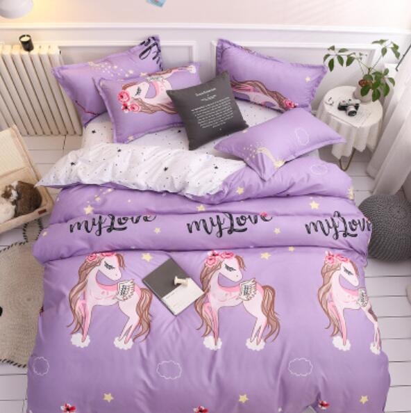 3D Purple Shaggy Horse 5150 Bed Pillowcases Quilt