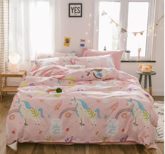 3D Pink Unicorn 30148 Bed Pillowcases Quilt