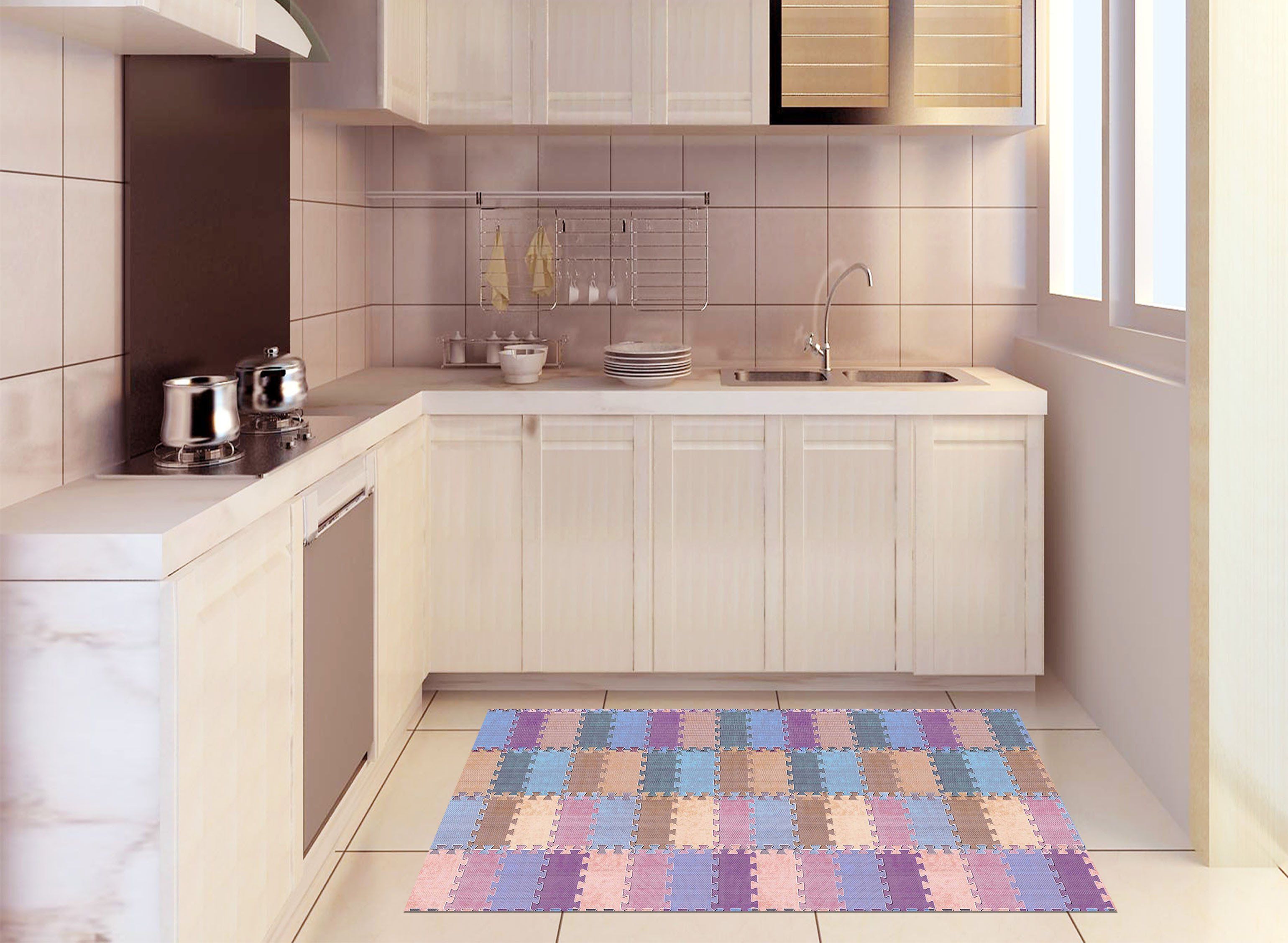 3D Splicing Pattern Kitchen Mat Floor Mural Wallpaper AJ Wallpaper