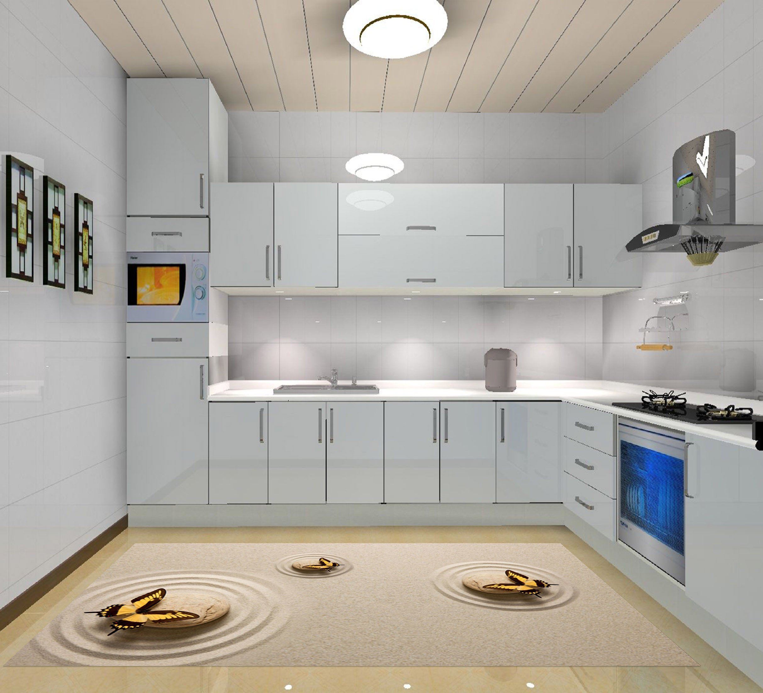 3D Sands Stones Butterflies Kitchen Mat Floor Mural Wallpaper AJ Wallpaper