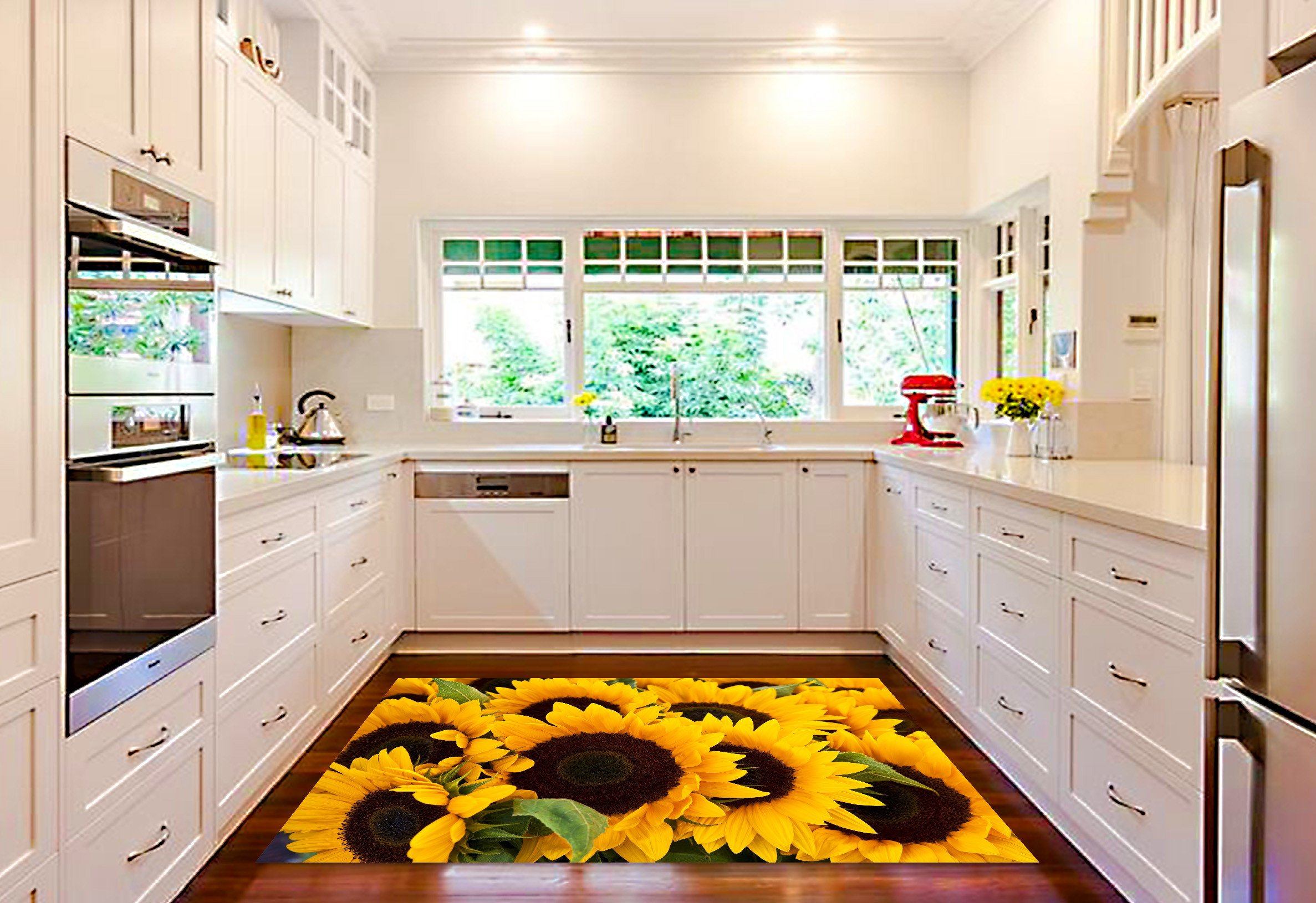 3D Lush Sunflowers 044 Kitchen Mat Floor Mural Wallpaper AJ Wallpaper