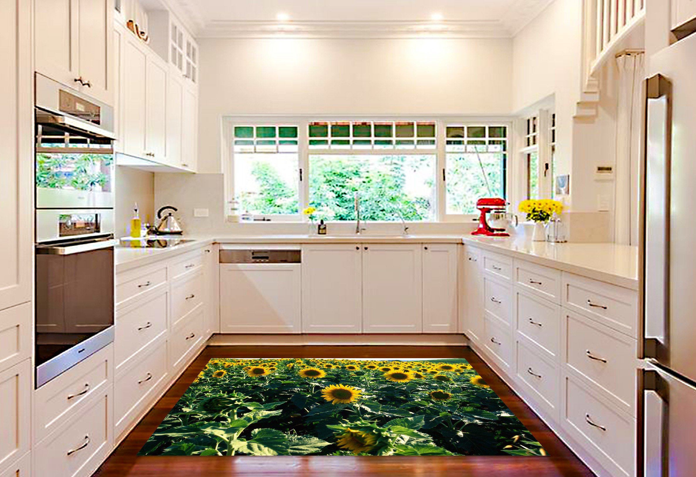 3D Sunflowers Field 086 Kitchen Mat Floor Mural Wallpaper AJ Wallpaper
