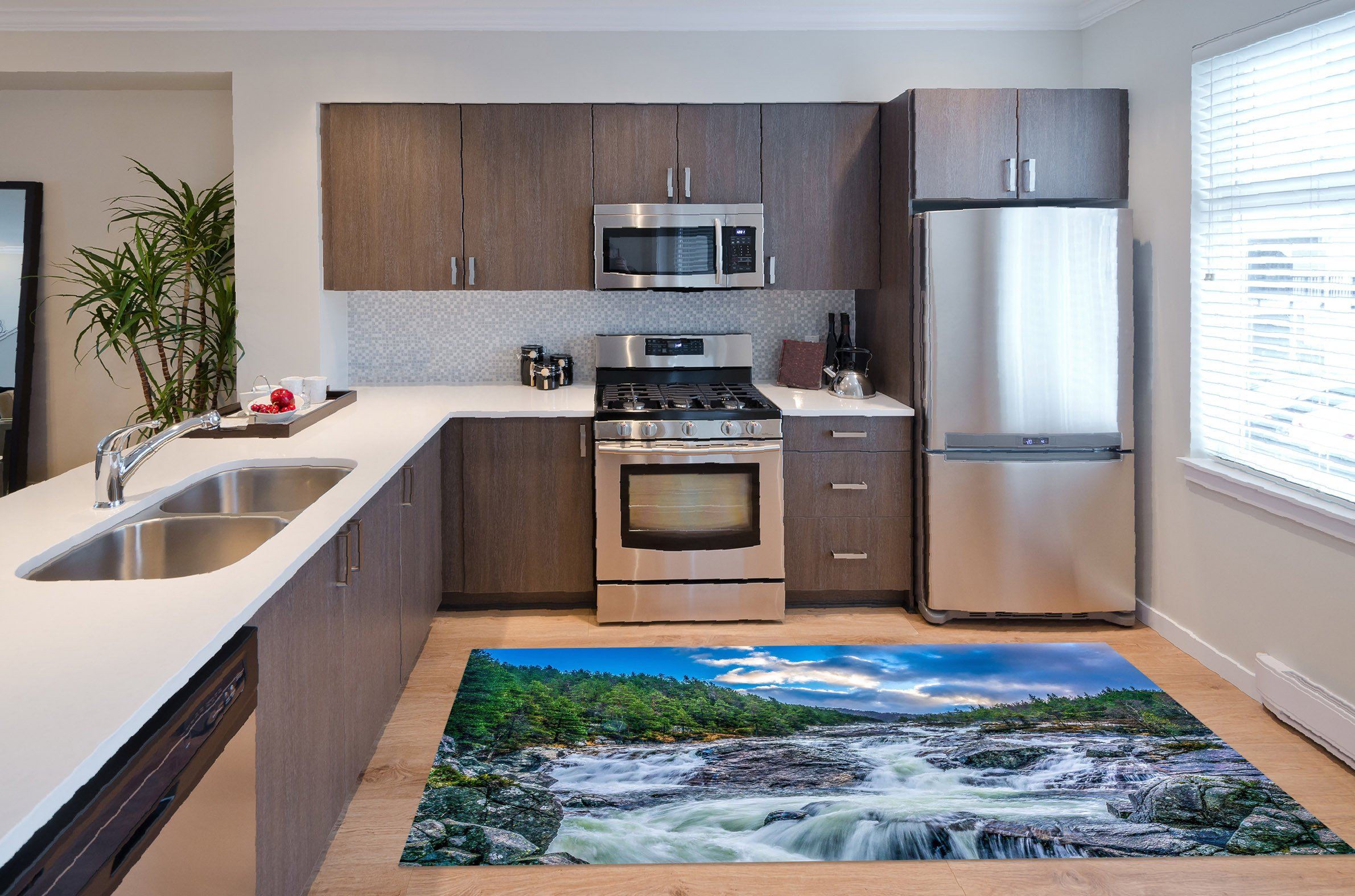3D Flowing River Kitchen Mat Floor Mural Wallpaper AJ Wallpaper