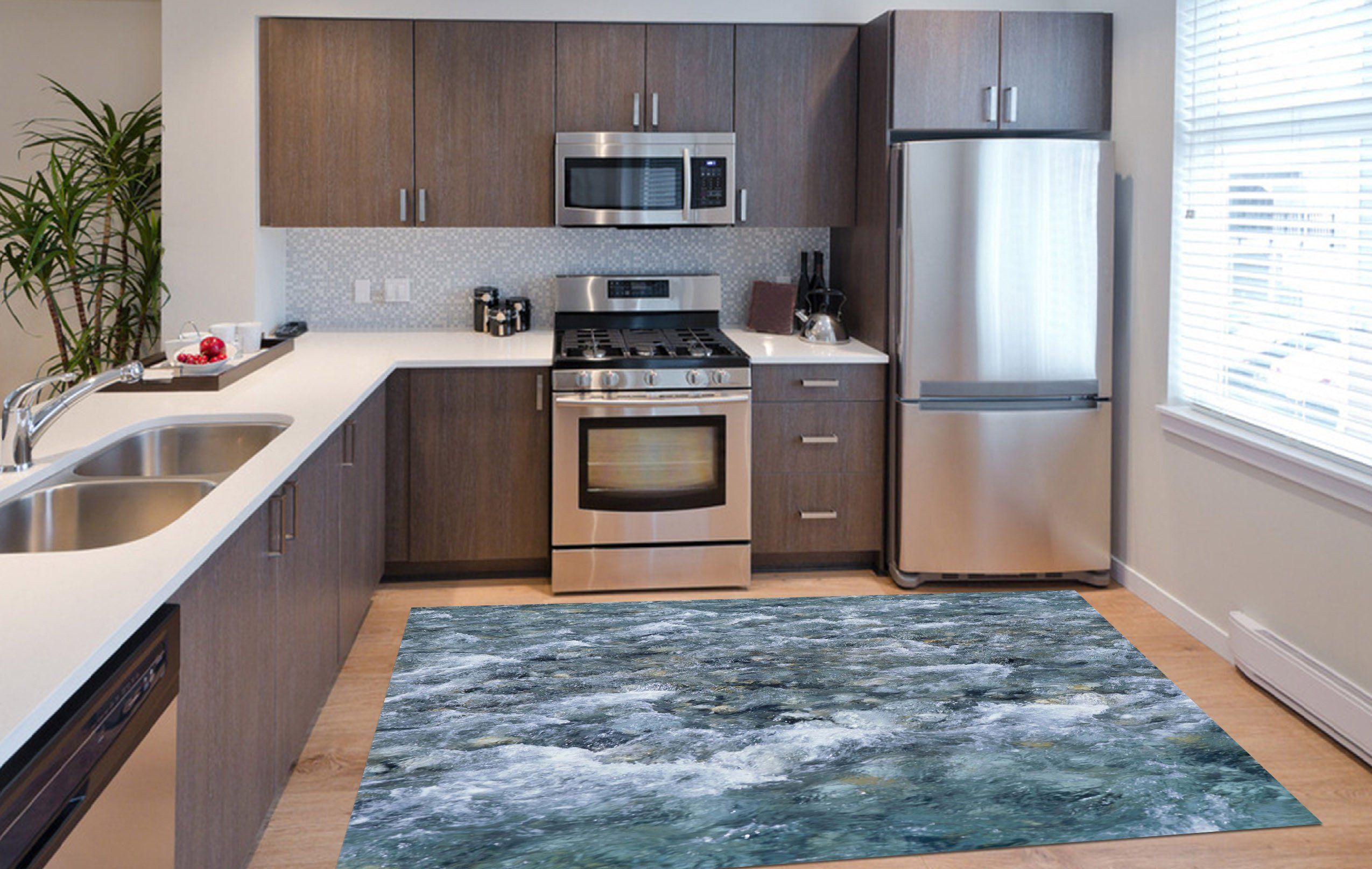 3D River Flowing Water 10 Kitchen Mat Floor Mural Wallpaper AJ Wallpaper