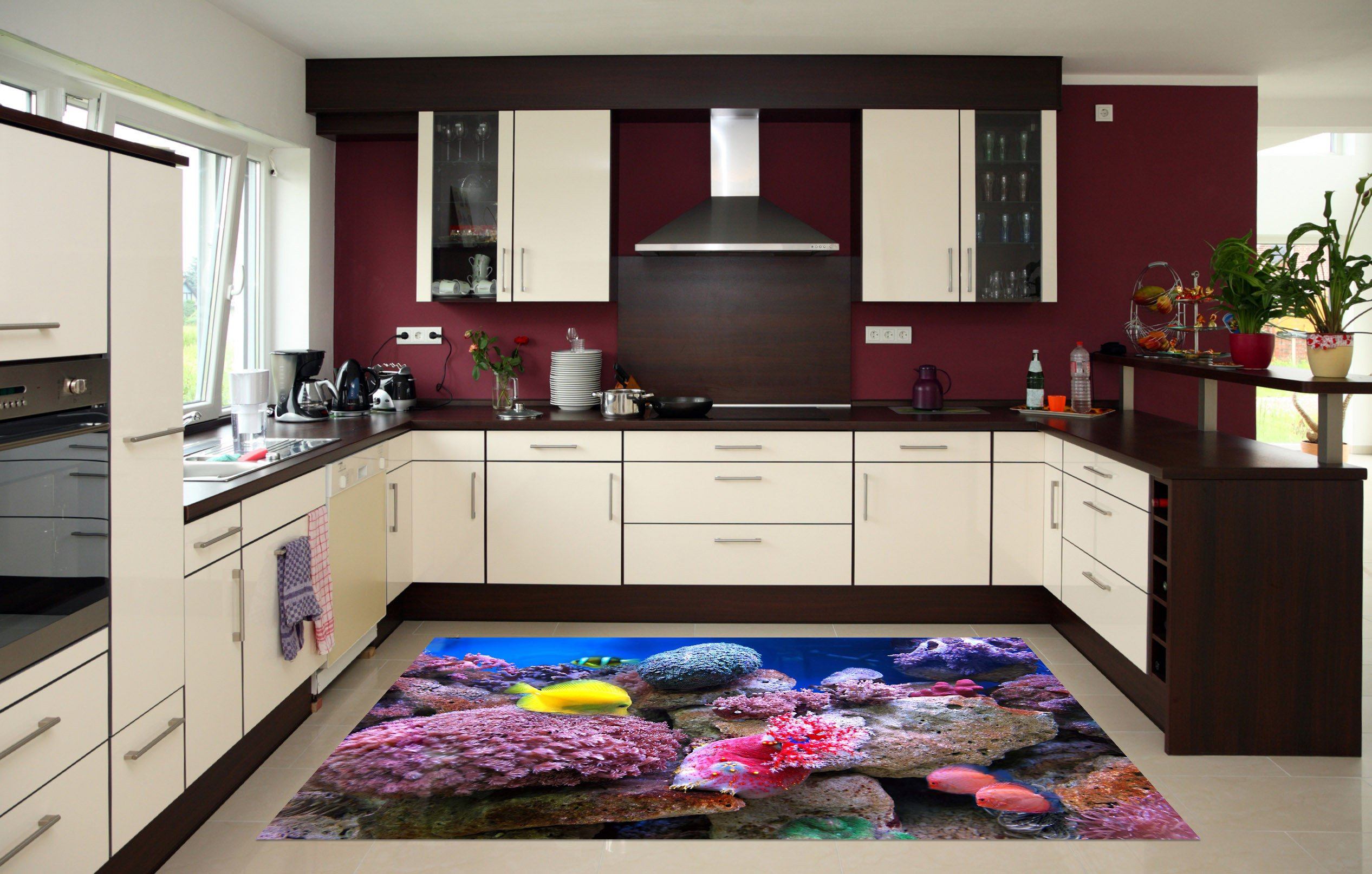 3D Pretty Corals Fishes 644 Kitchen Mat Floor Mural Wallpaper AJ Wallpaper