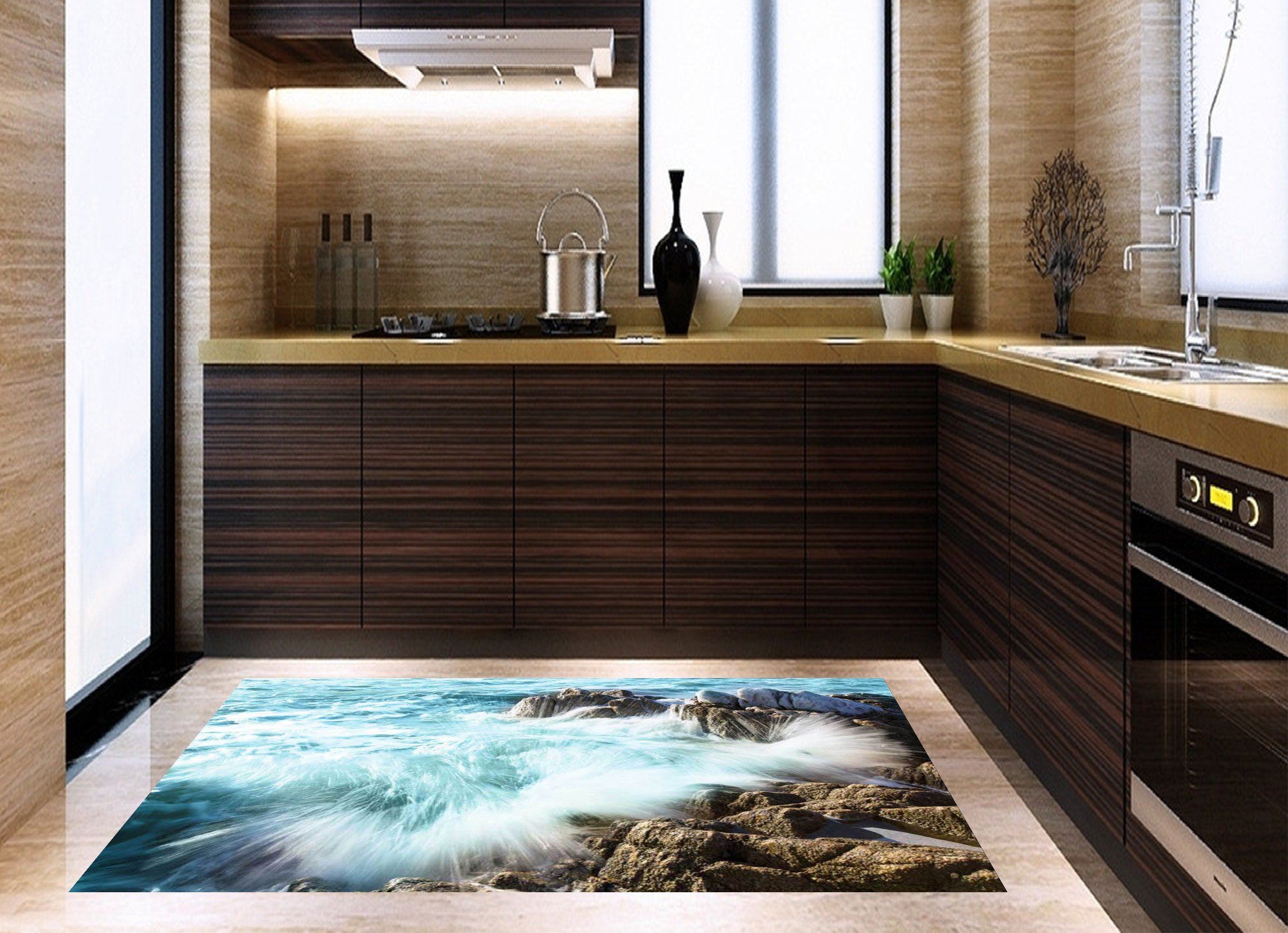 3D Coast Waves 026 Kitchen Mat Floor Mural Wallpaper AJ Wallpaper
