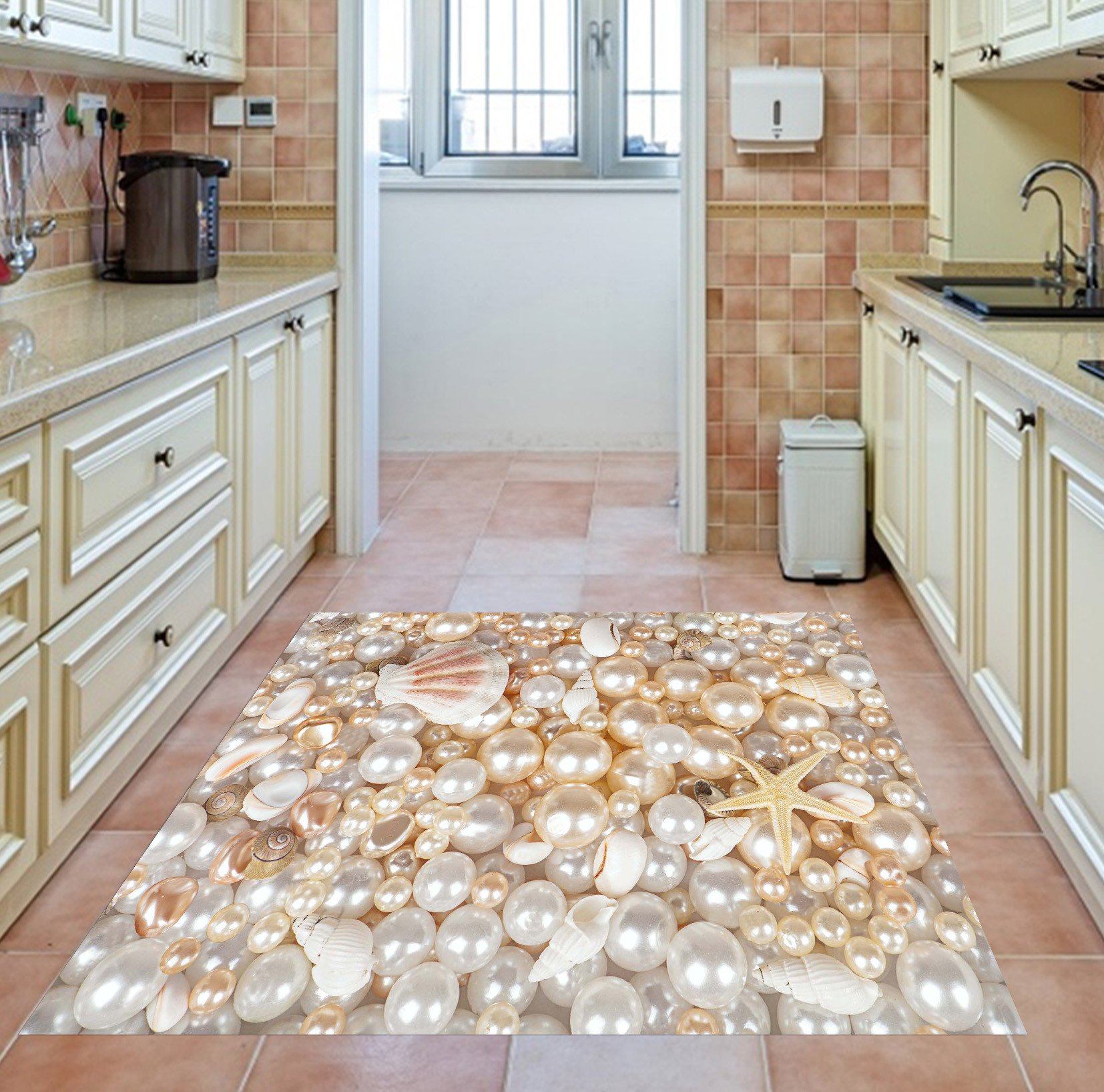 3D Pearls Shells Kitchen Mat Floor Mural Wallpaper AJ Wallpaper