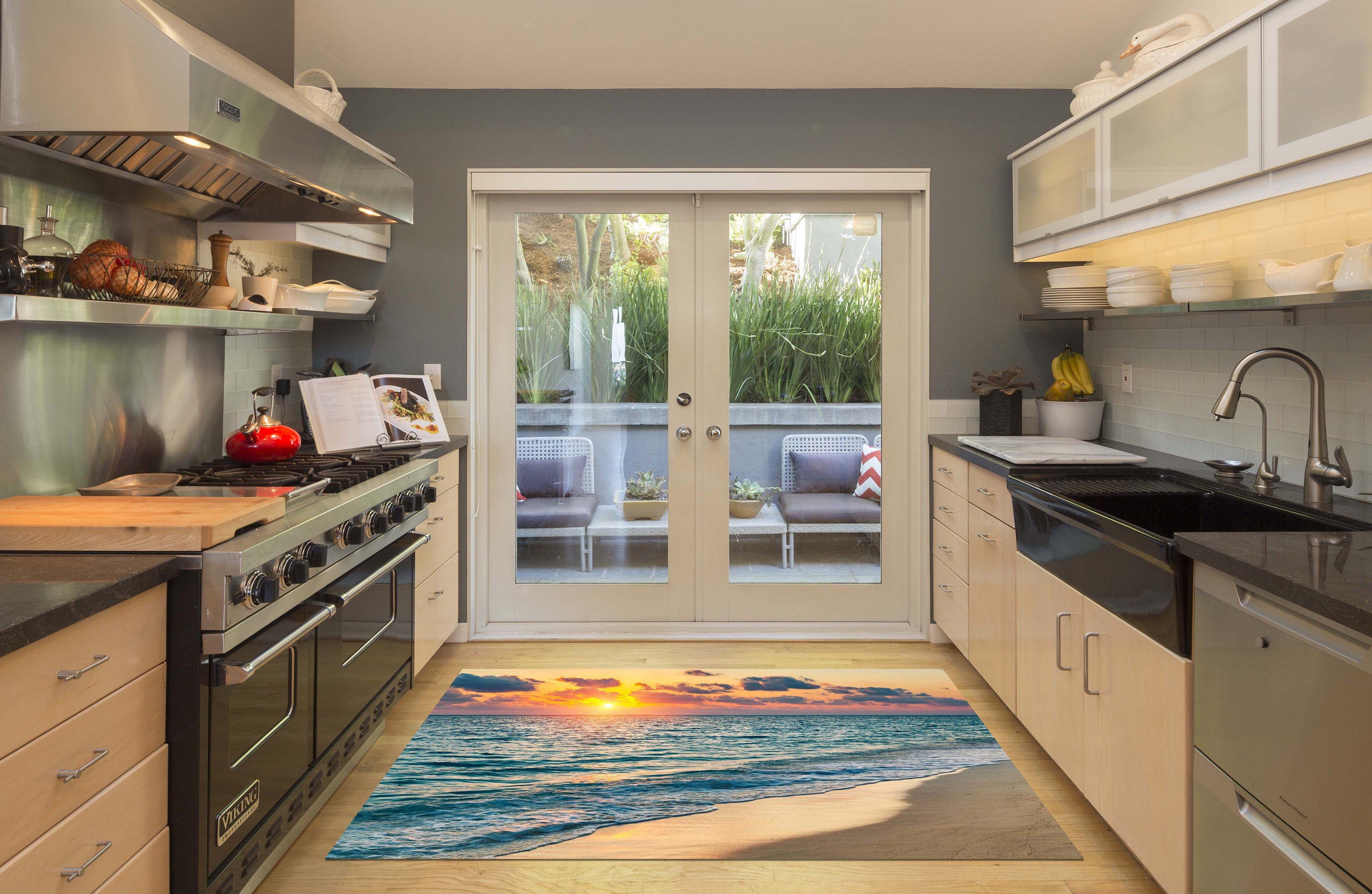 3D Pretty Sea Sunset Kitchen Mat Floor Mural Wallpaper AJ Wallpaper