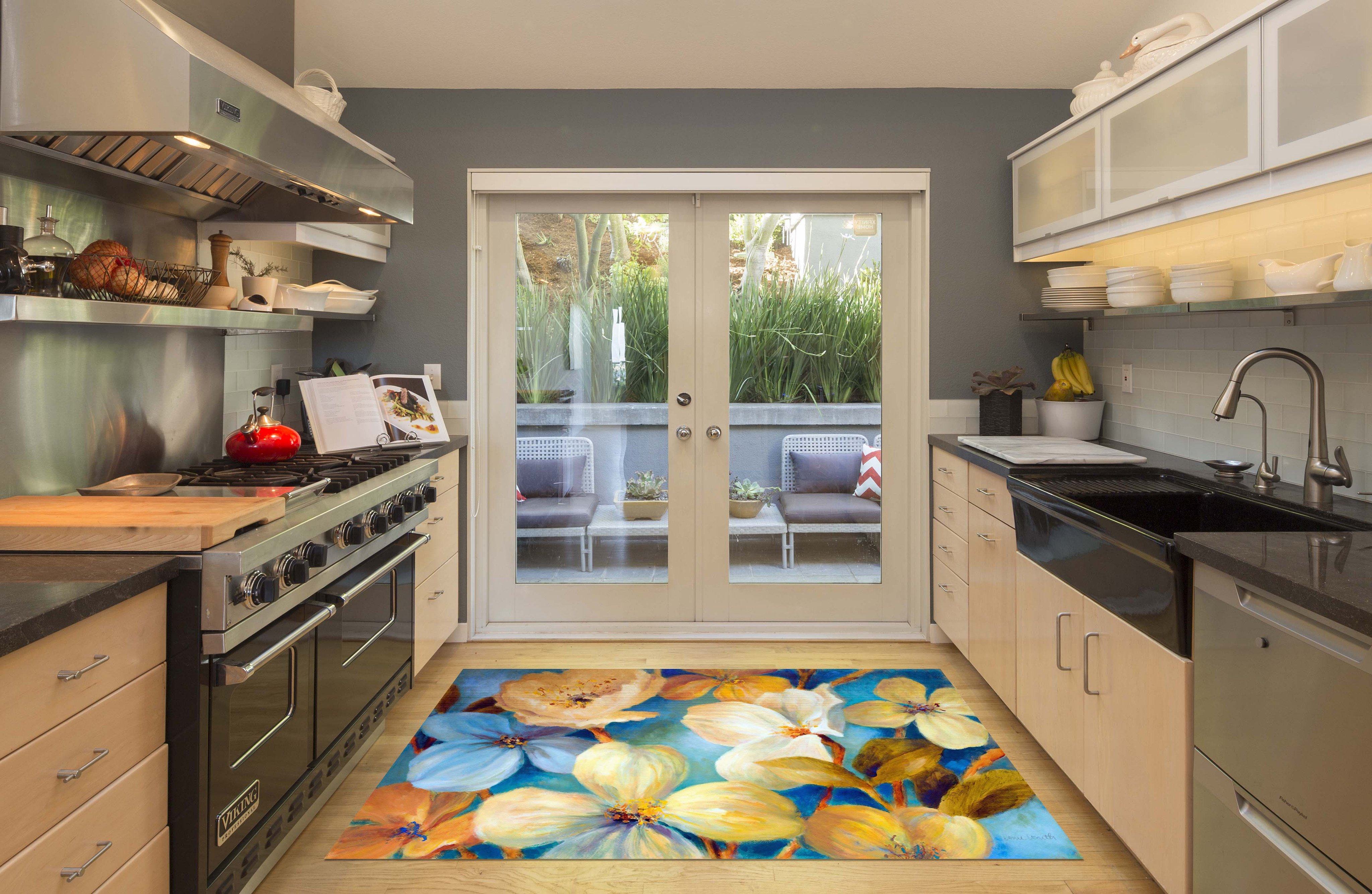 3D Flowers Painting 07 Kitchen Mat Floor Mural Wallpaper AJ Wallpaper