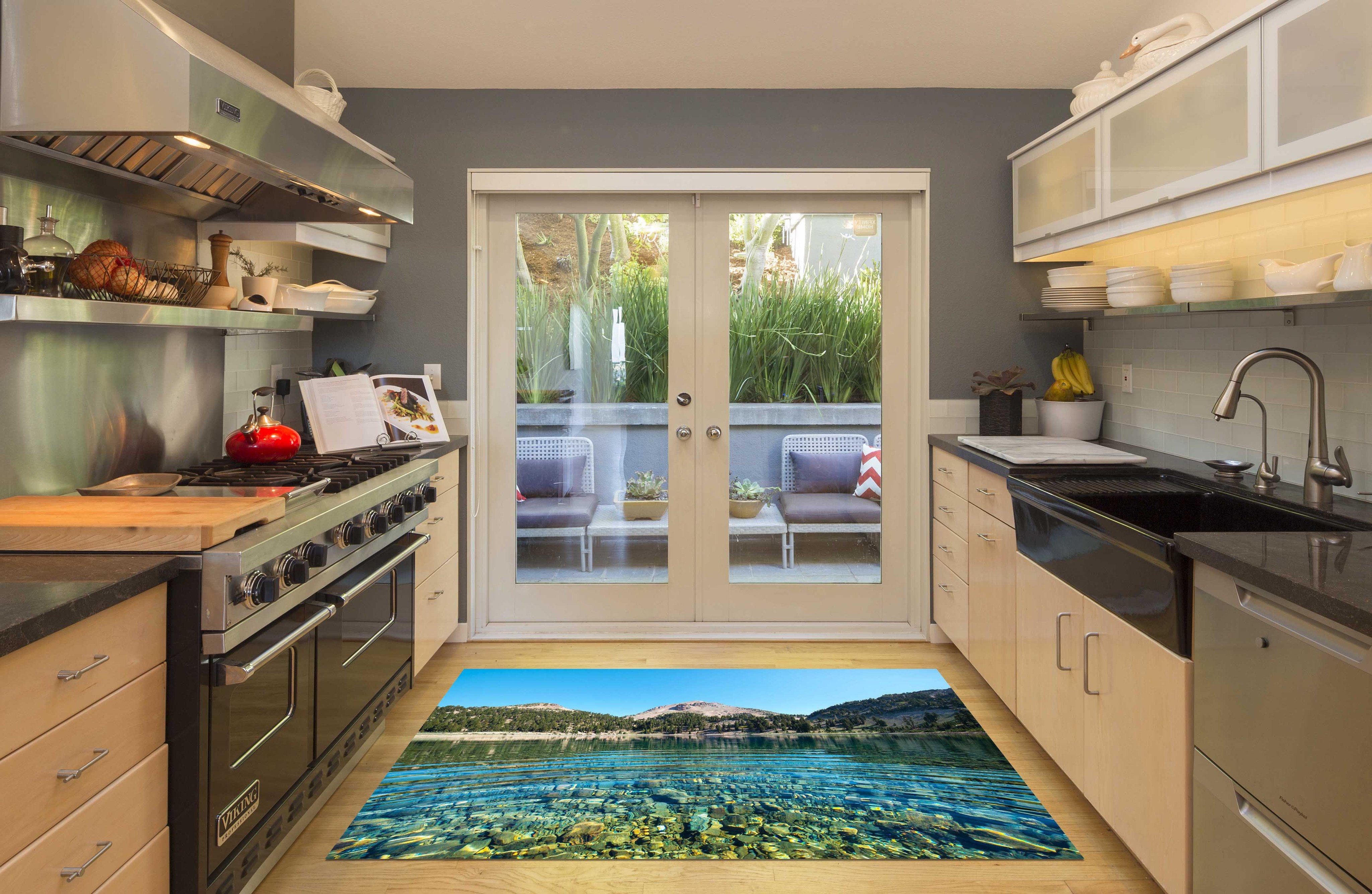 3D Clear Lake Scenery 502 Kitchen Mat Floor Mural Wallpaper AJ Wallpaper