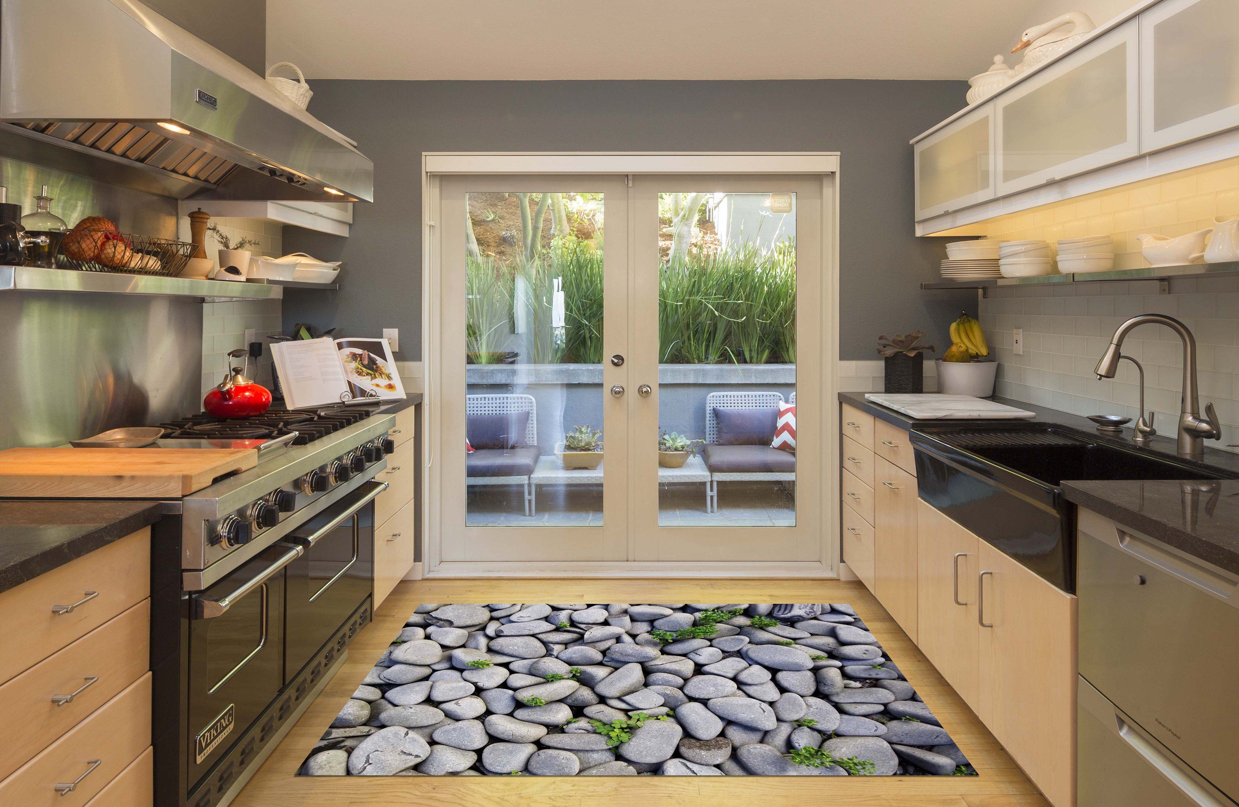 3D Stones Weeds 576 Kitchen Mat Floor Mural Wallpaper AJ Wallpaper