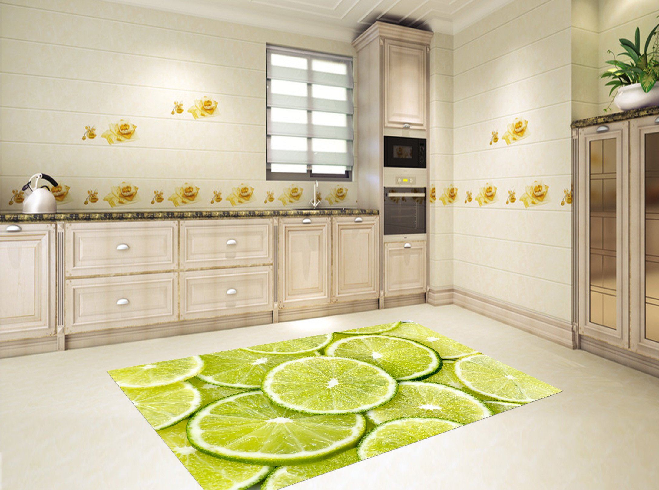 3D Lemon Slices Kitchen Mat Floor Mural Wallpaper AJ Wallpaper