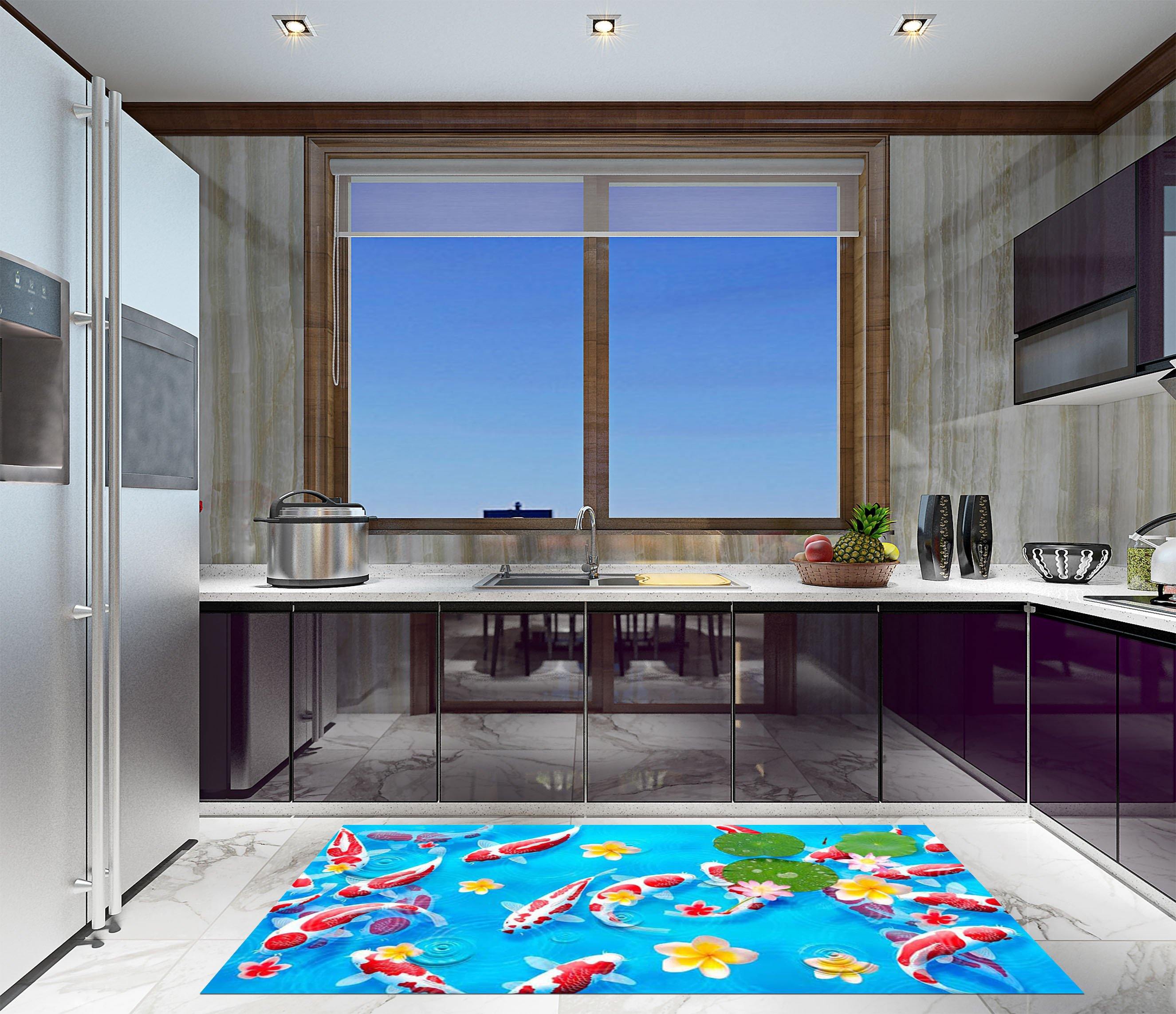 3D Lake Carps 059 Kitchen Mat Floor Mural Wallpaper AJ Wallpaper