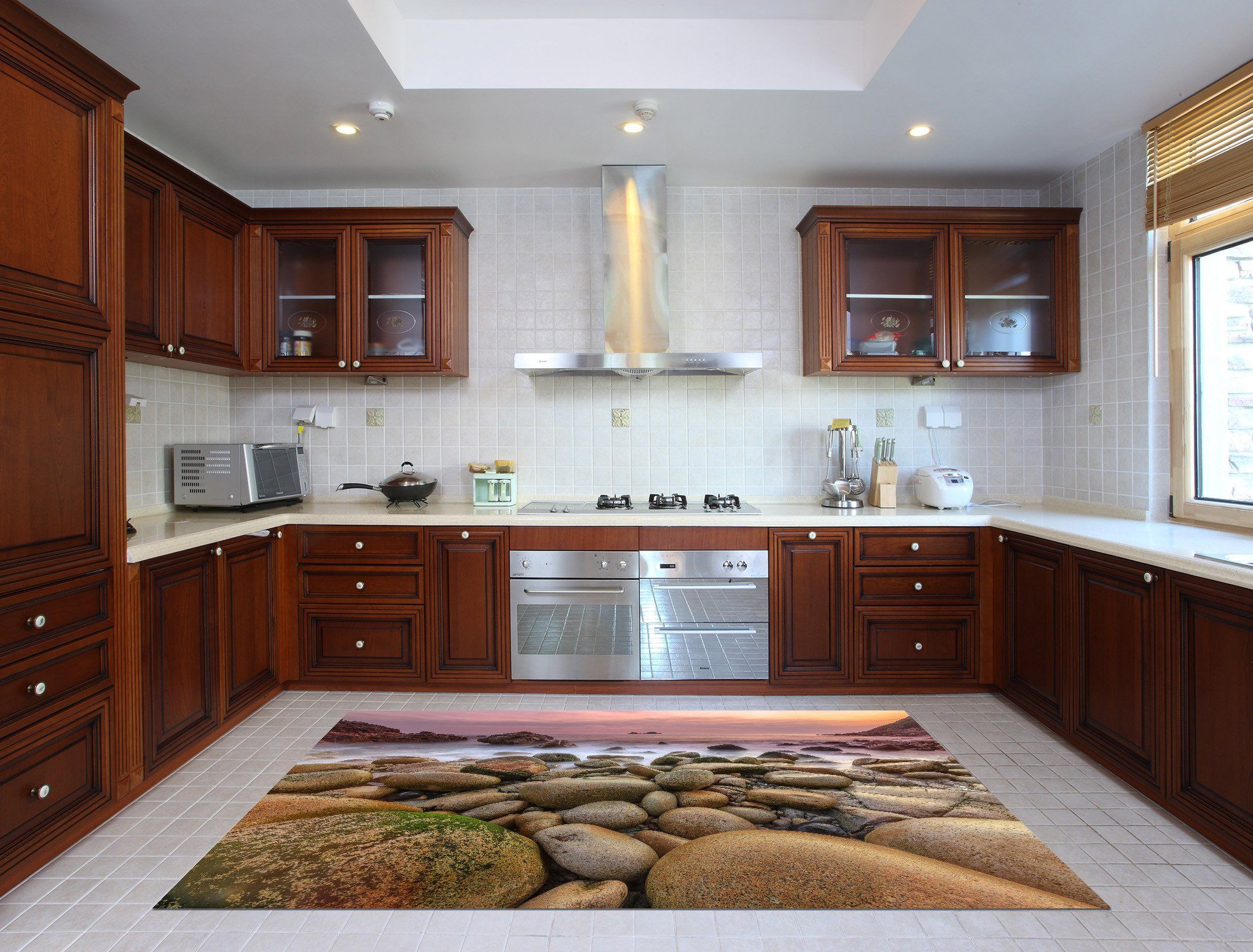 3D Misty Sea Stones 102 Kitchen Mat Floor Mural Wallpaper AJ Wallpaper