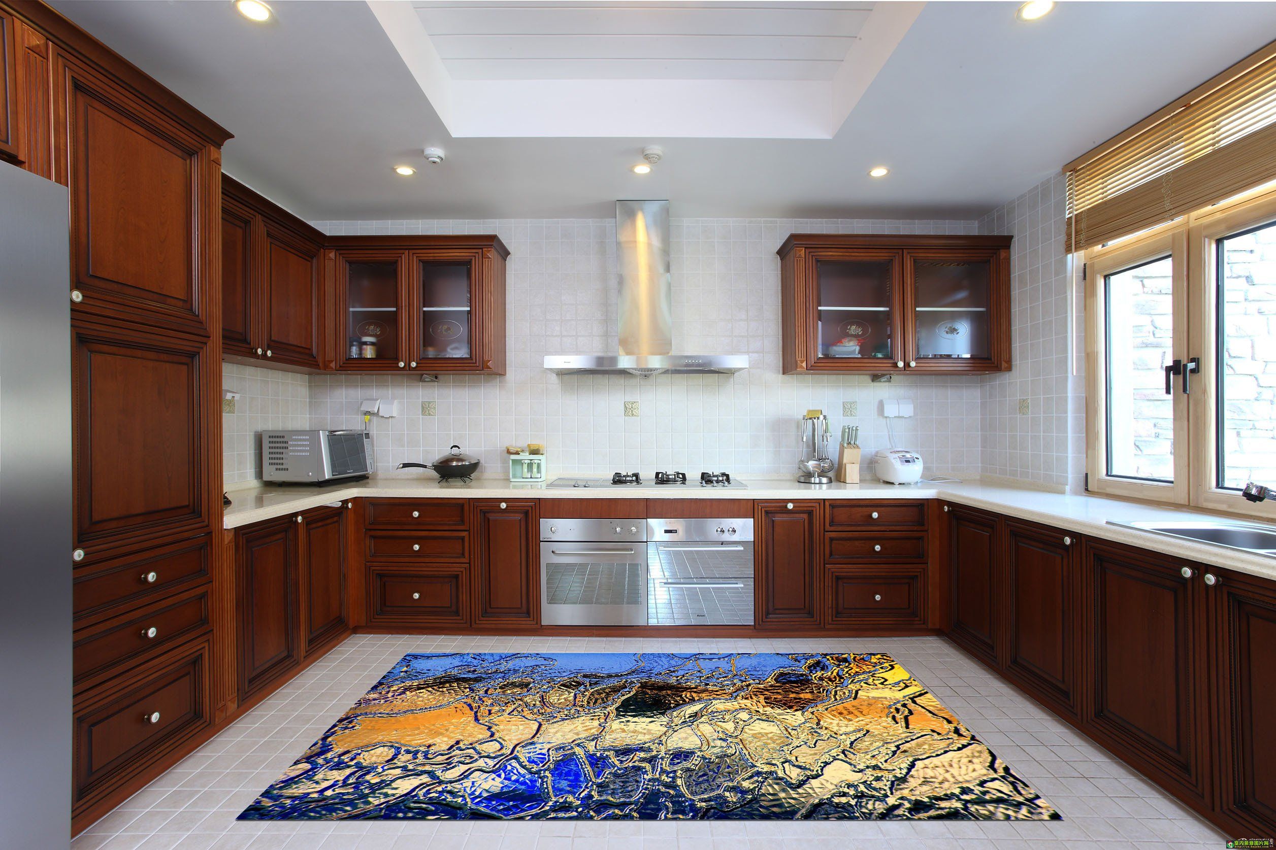 3D Shiny Glass Pattern Kitchen Mat Floor Mural Wallpaper AJ Wallpaper