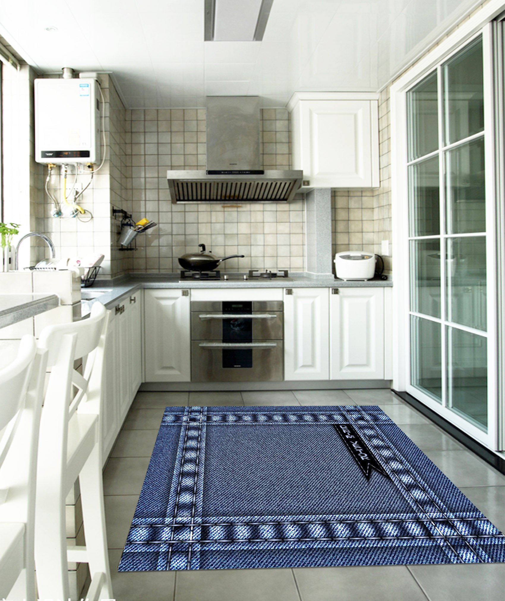 3D Denim Kitchen Mat Floor Mural Wallpaper AJ Wallpaper